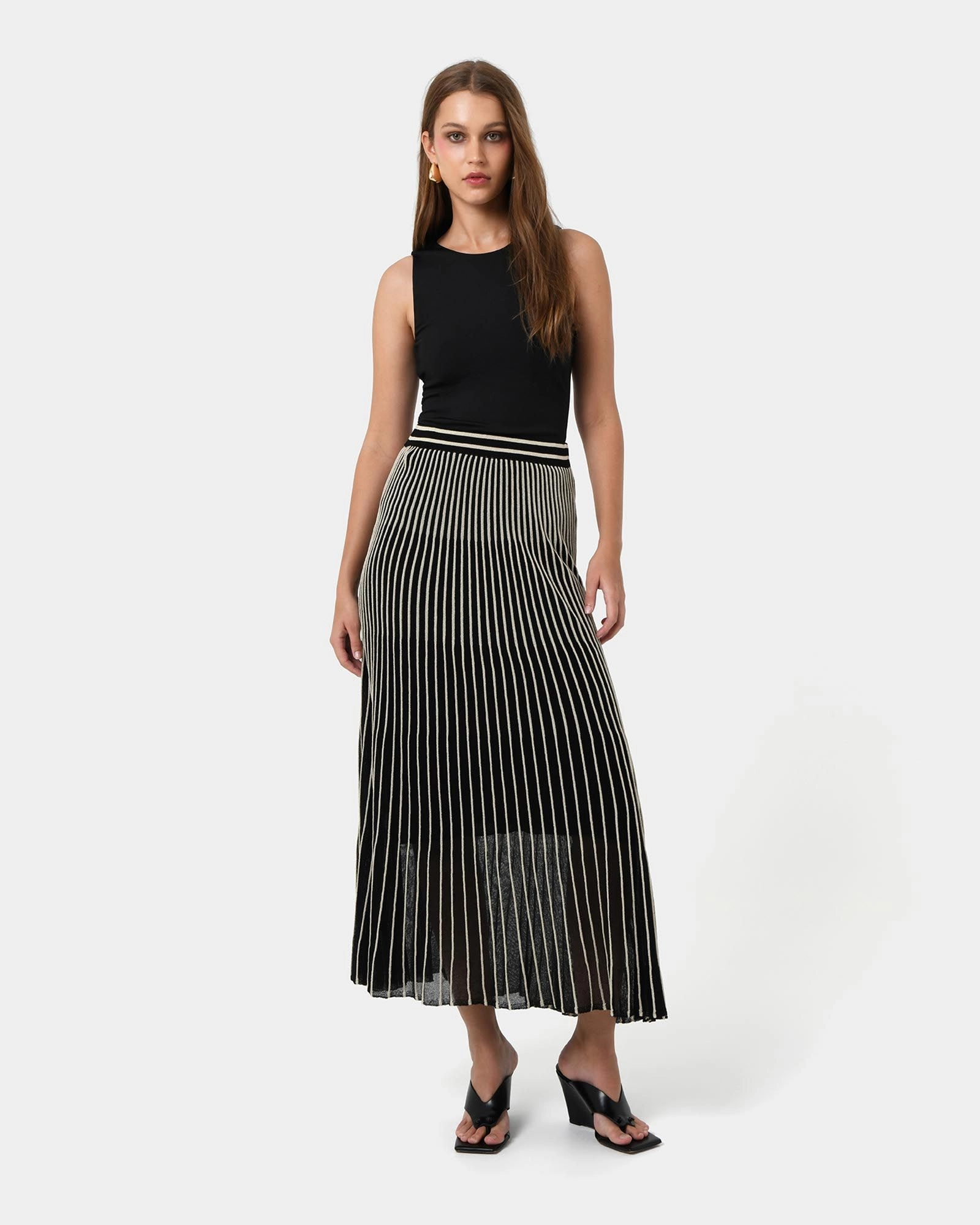 Forcast Clothing - Lucy Pleat Knit Midi Skirt