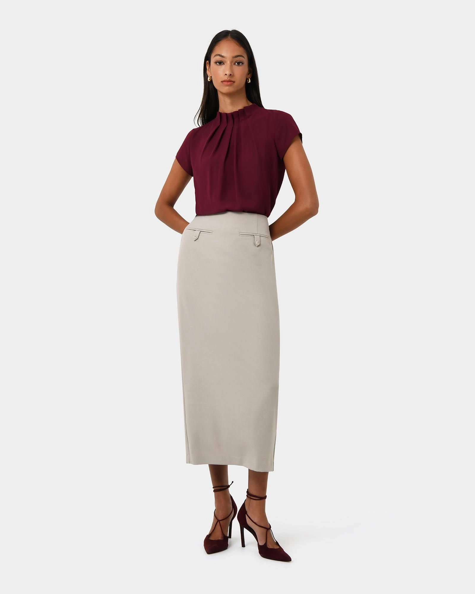 Forcast Clothing - Mila Column Midi Skirt