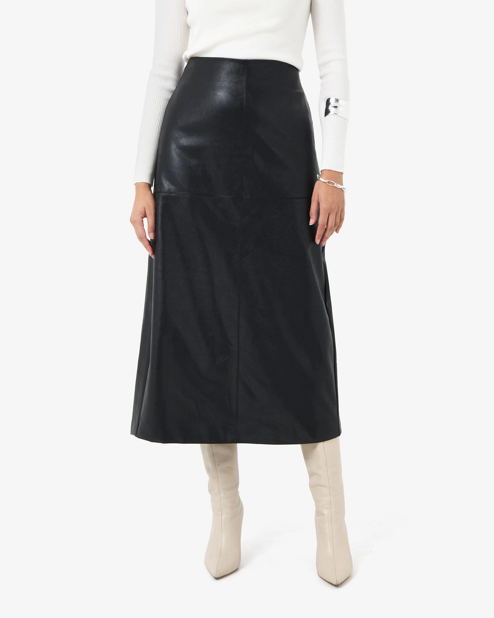 Forcast Clothing - Giselle Panel PU Skirt