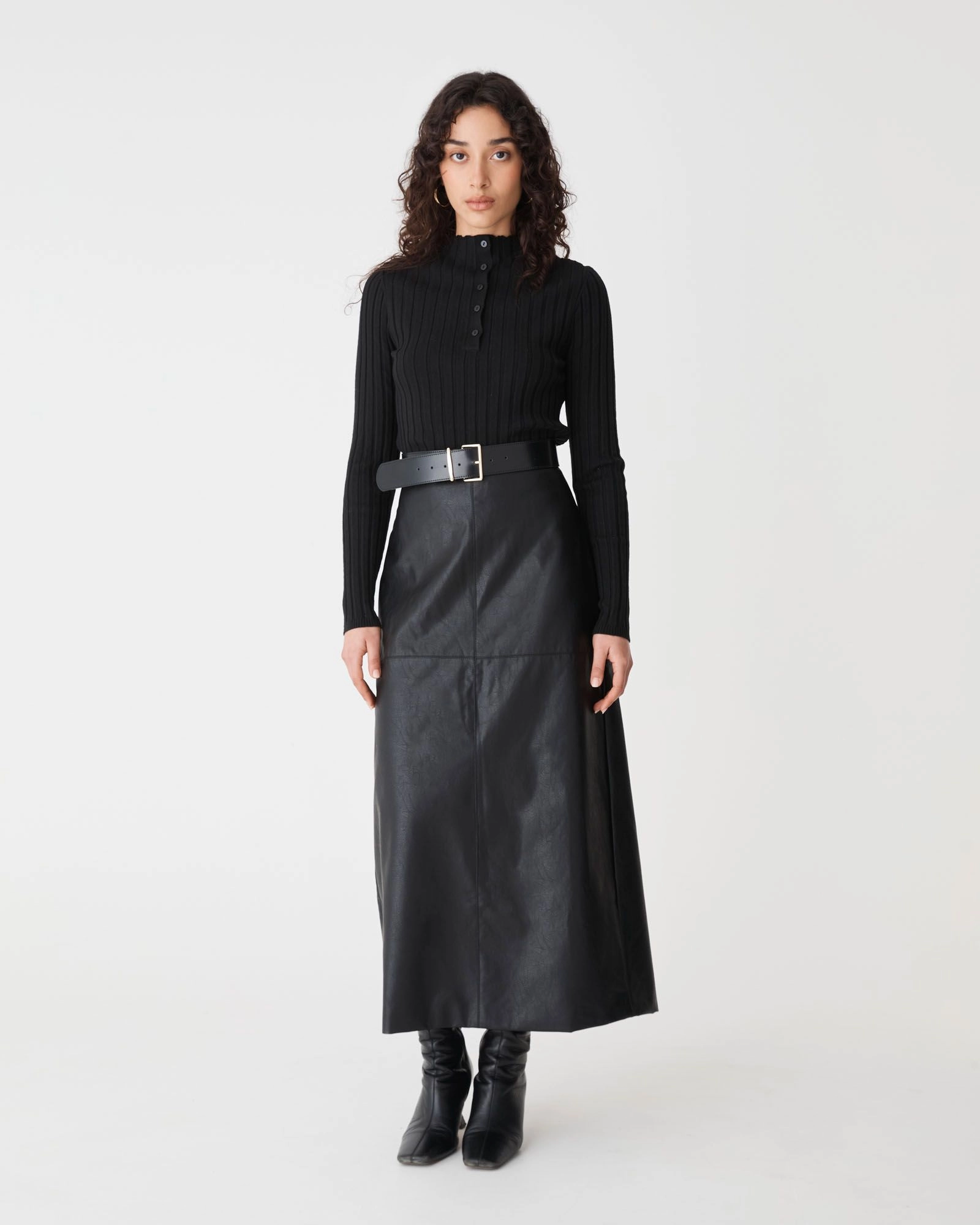 Forcast Clothing - Giselle Panel PU Skirt
