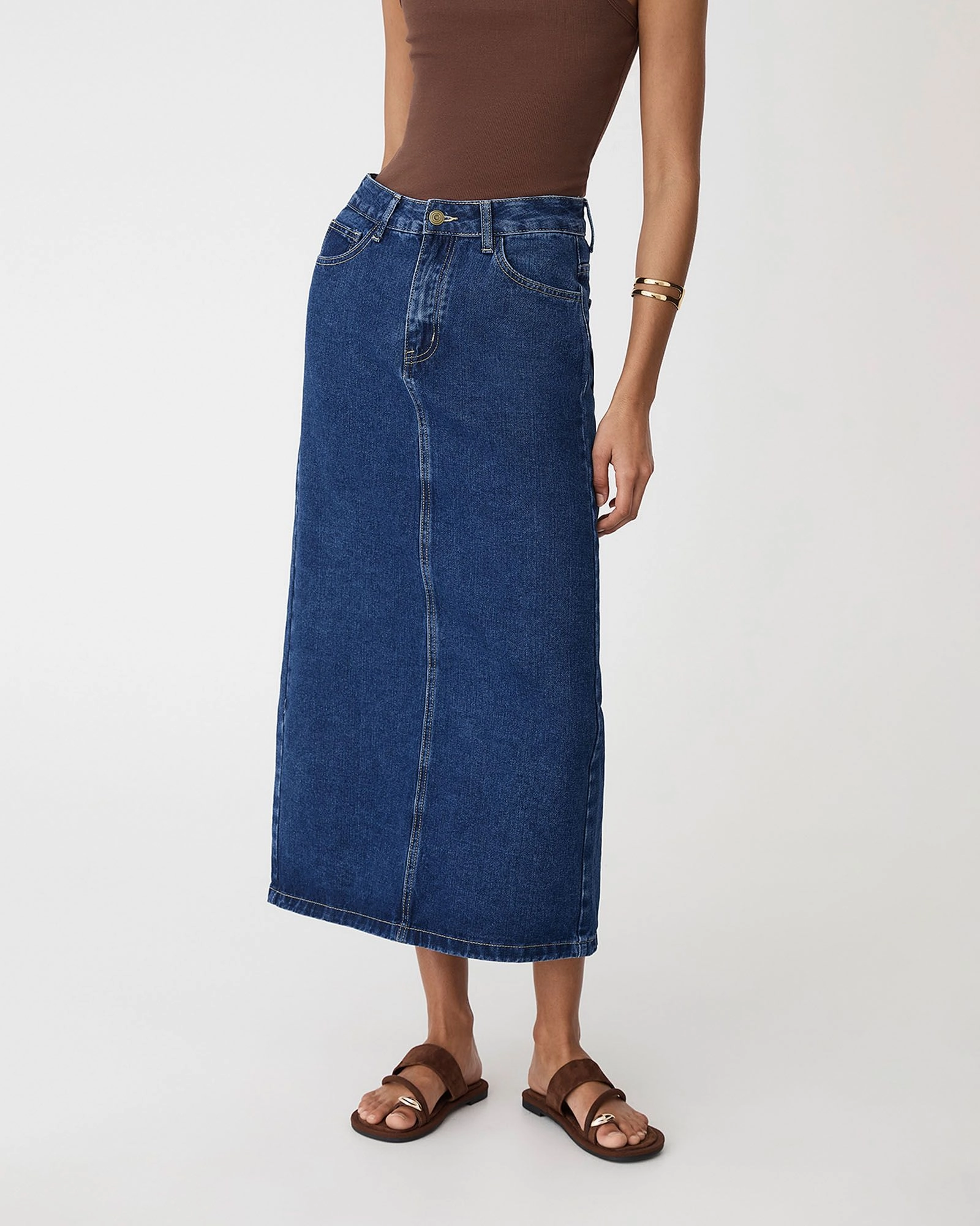 Forcast Clothing - Bondi Denim Column Skirt