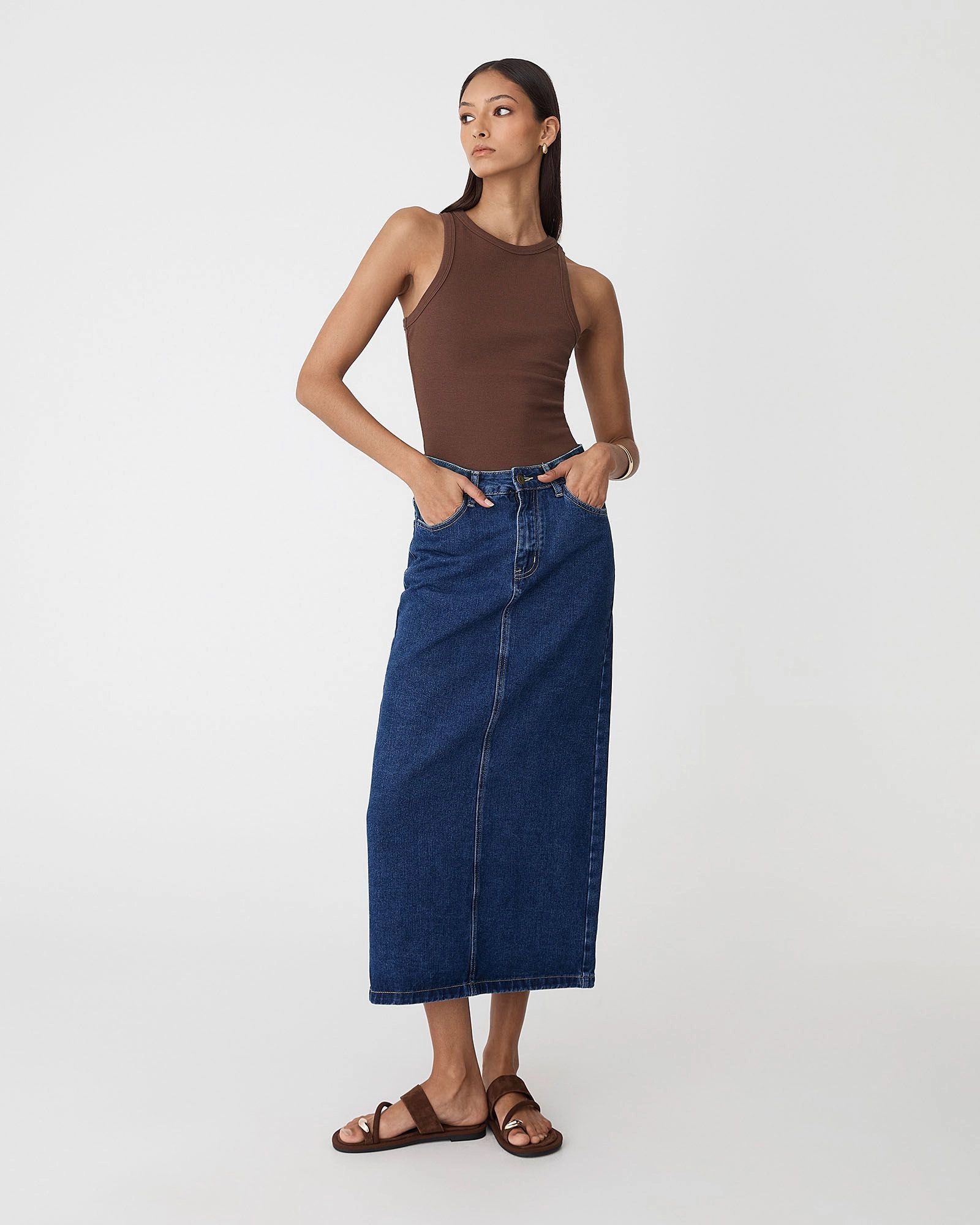 Forcast Clothing - Bondi Denim Column Skirt