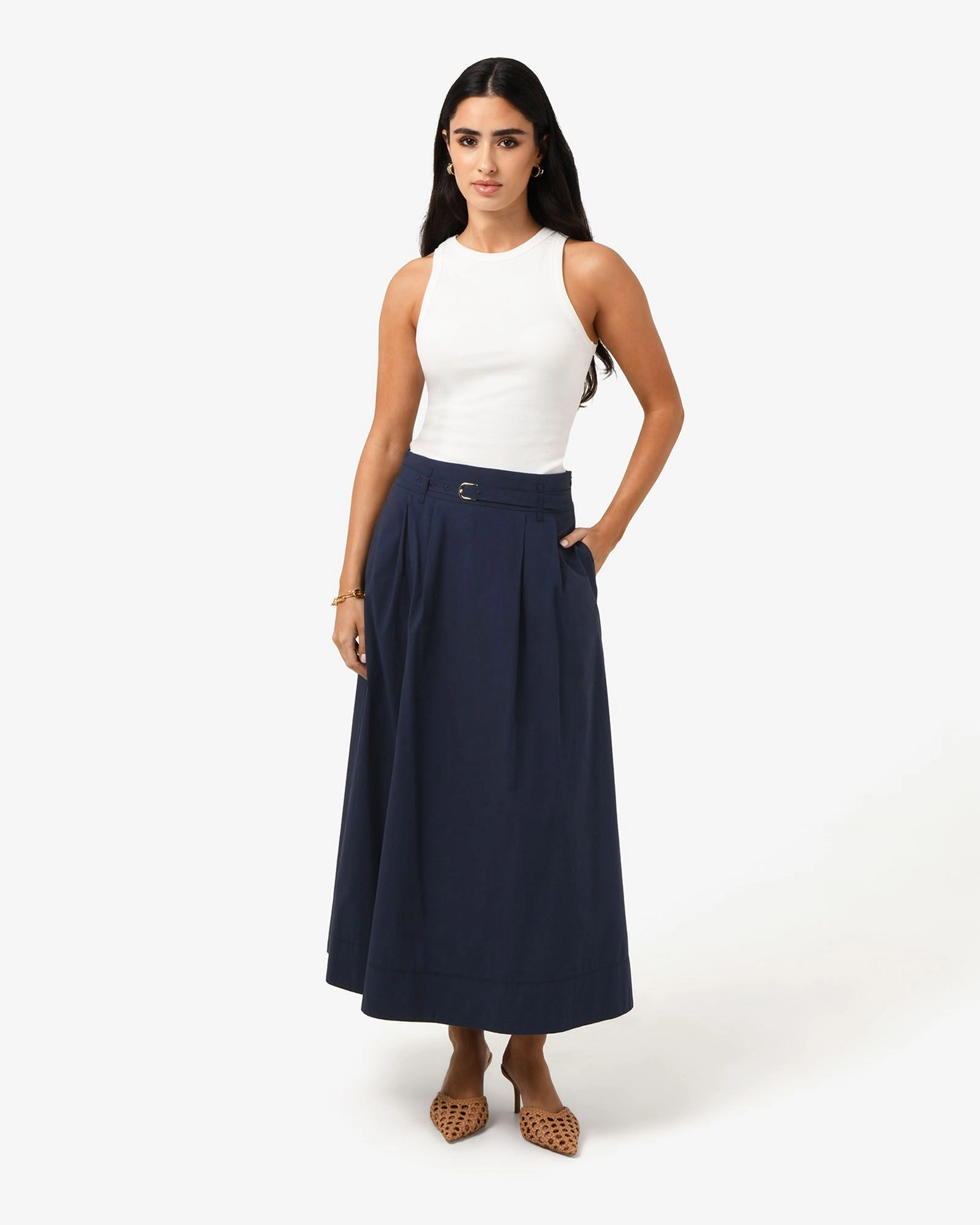 Forcast Clothing - Willow Cotton Belted Skirt