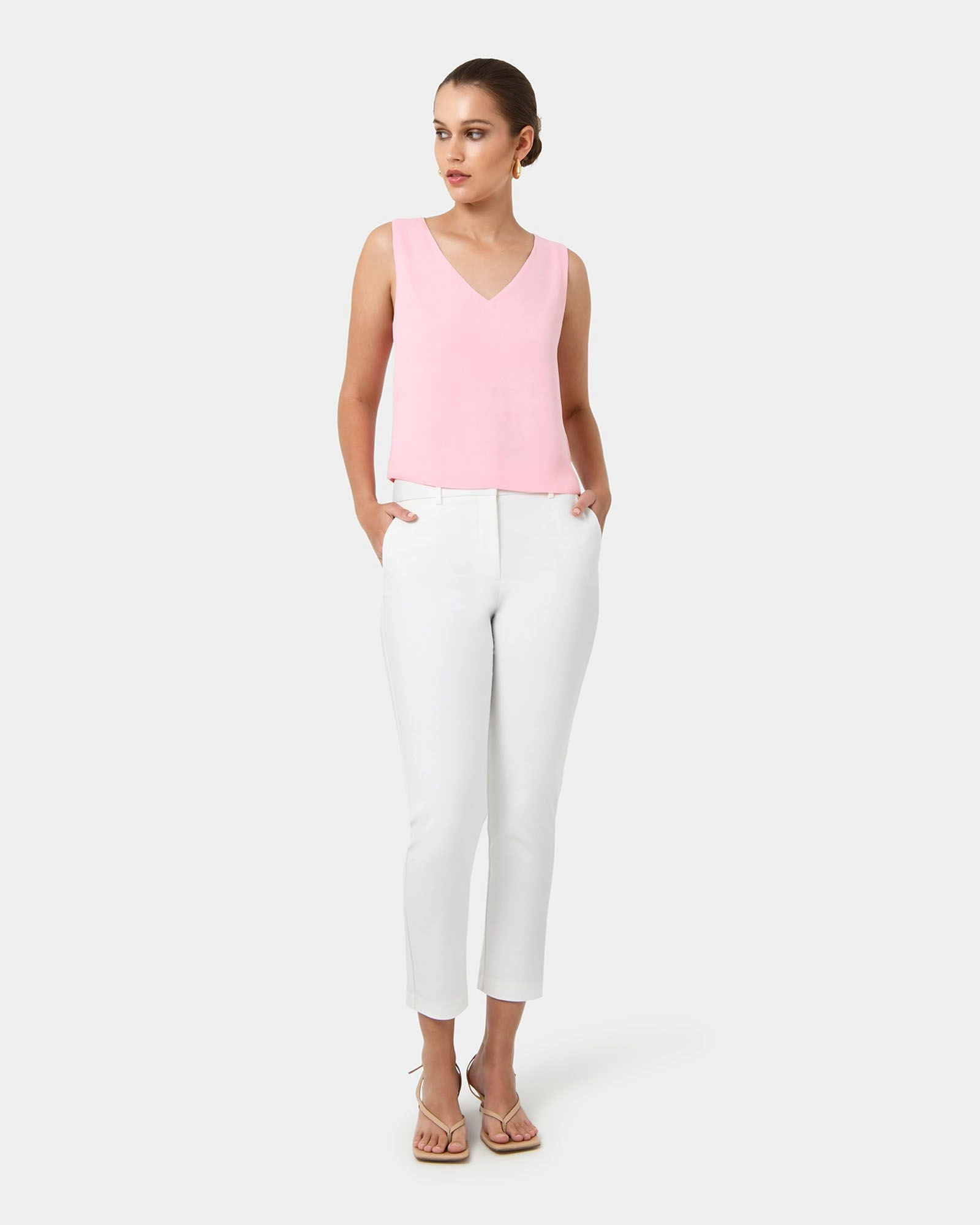 Forcast Clothing - Blair V Neck Crop Top 