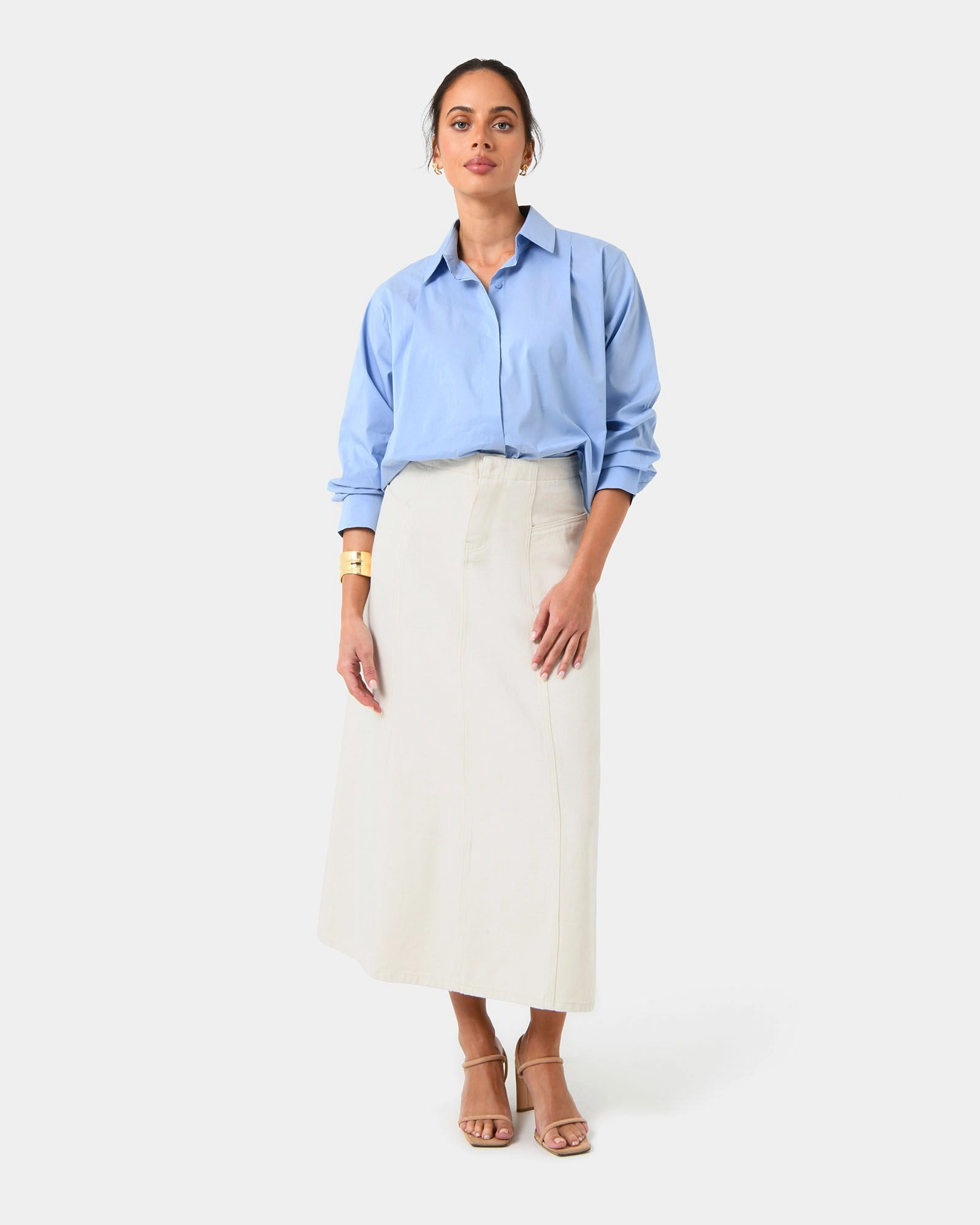 Forcast Clothing - Baire Pleated Crop Shirt