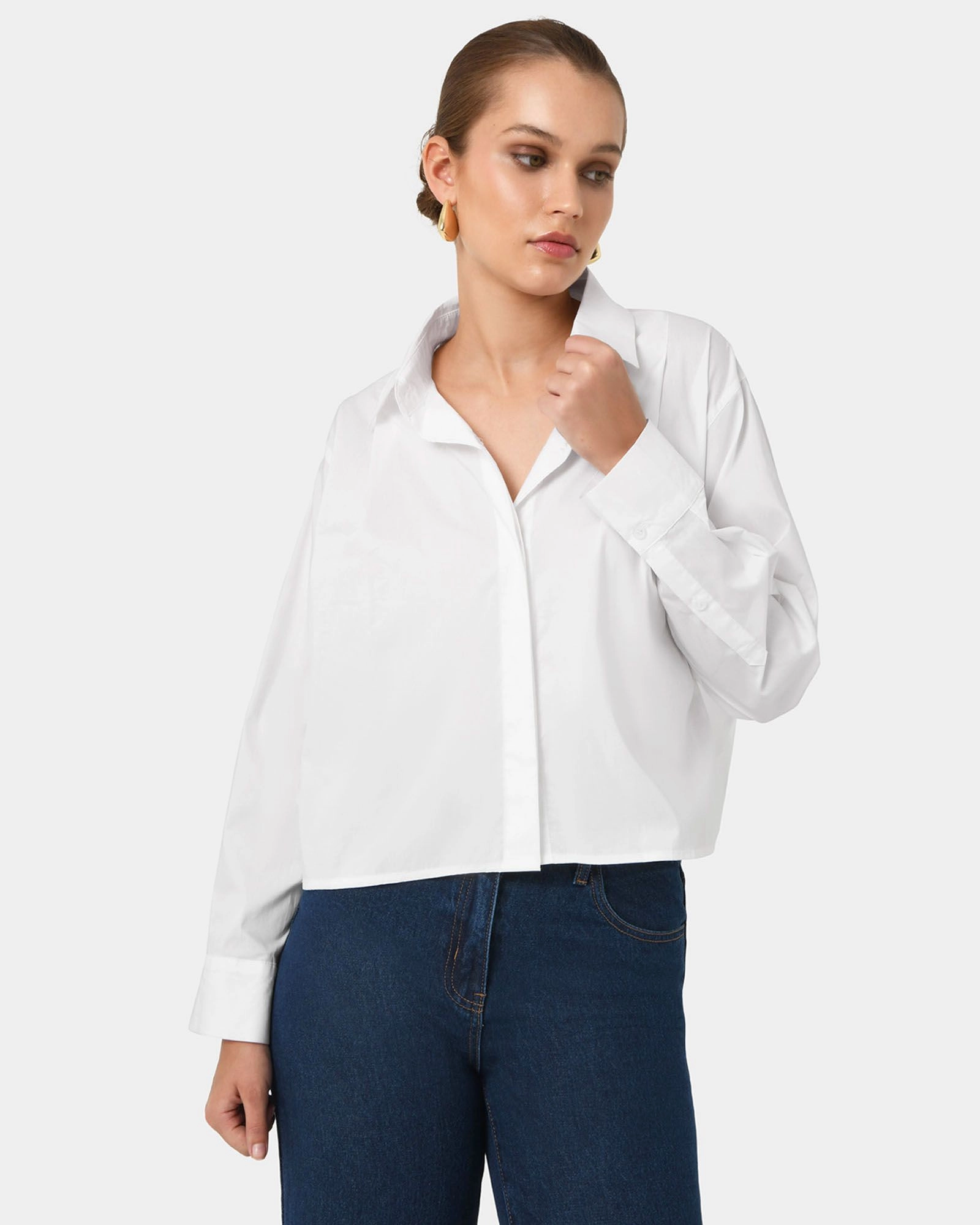 Forcast Clothing - Baire Pleated Crop Shirt