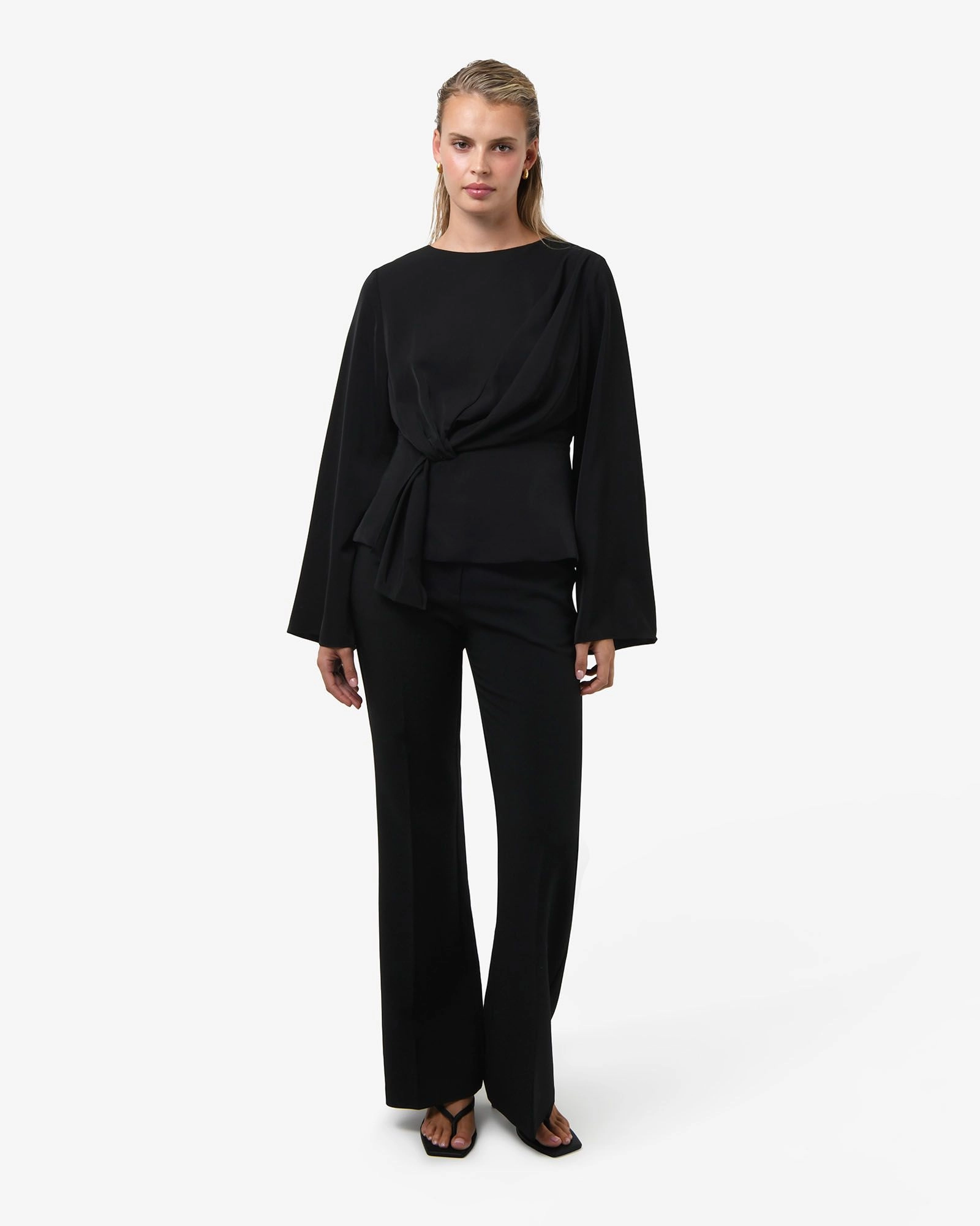 Forcast Clothing - Melody Long Sleeve Draped Top