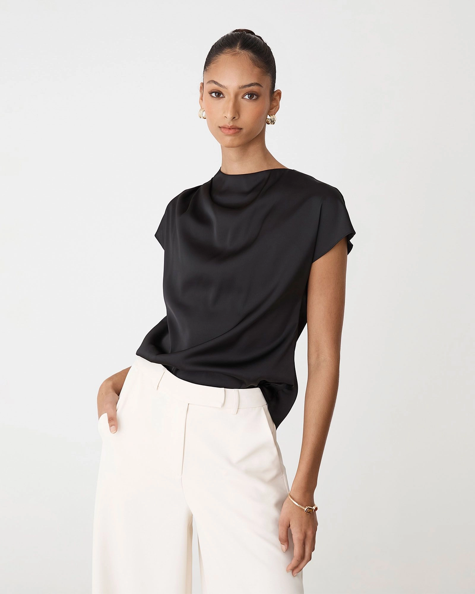 Forcast Clothing - Zafina Pleated Draped Top