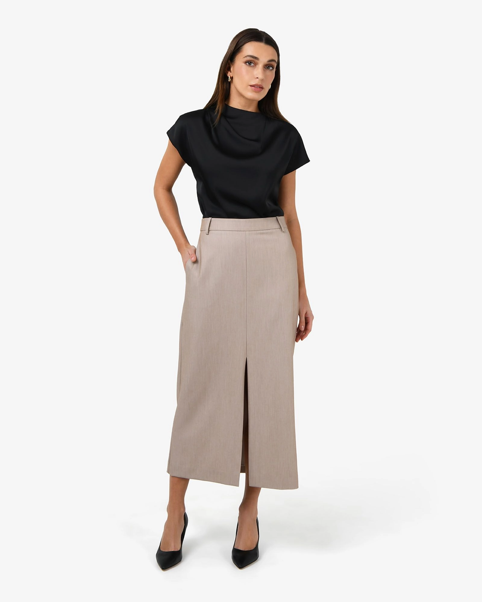 Forcast Clothing - Zafina Pleated Draped Top