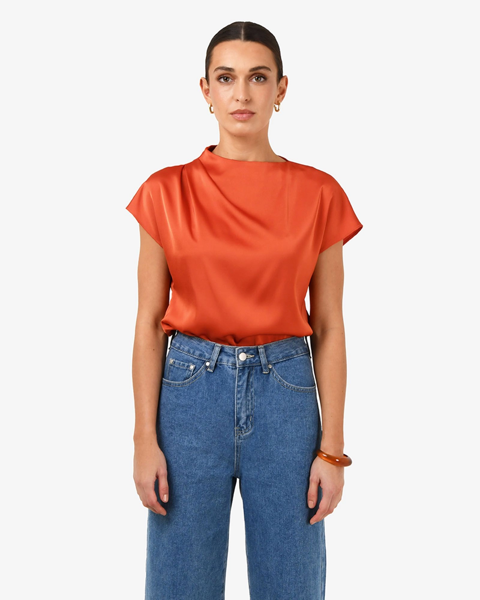 Forcast Clothing - Zafina Pleated Draped Top