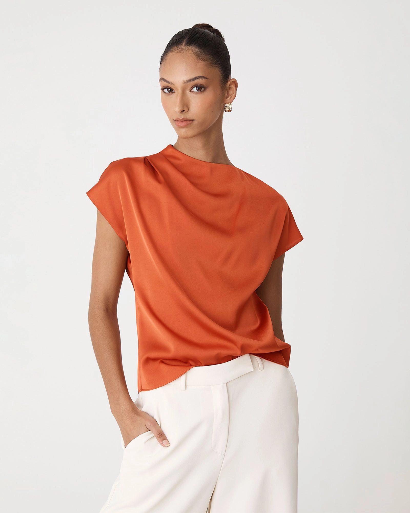 Forcast Clothing - Zafina Pleated Draped Top
