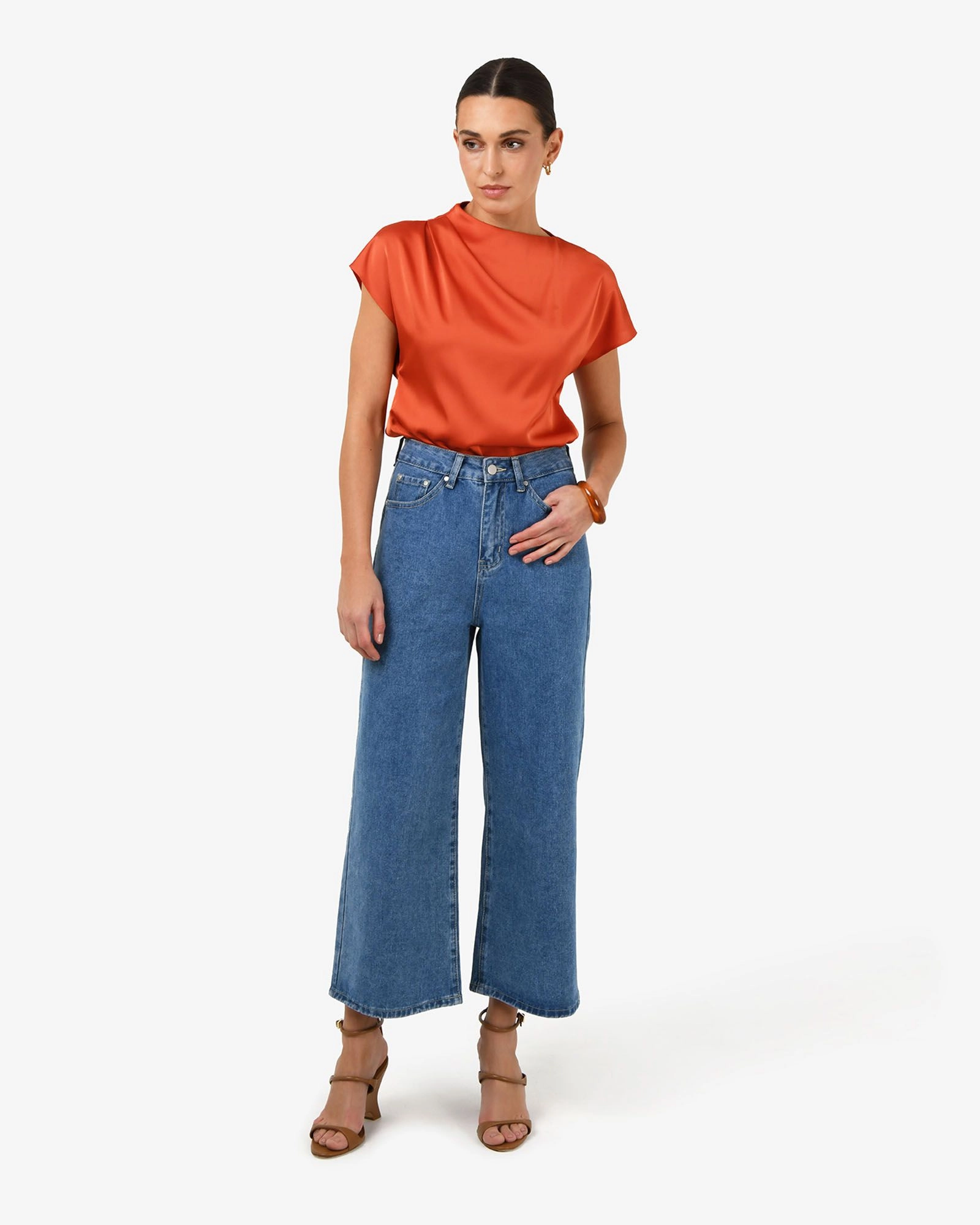Forcast Clothing - Zafina Pleated Draped Top