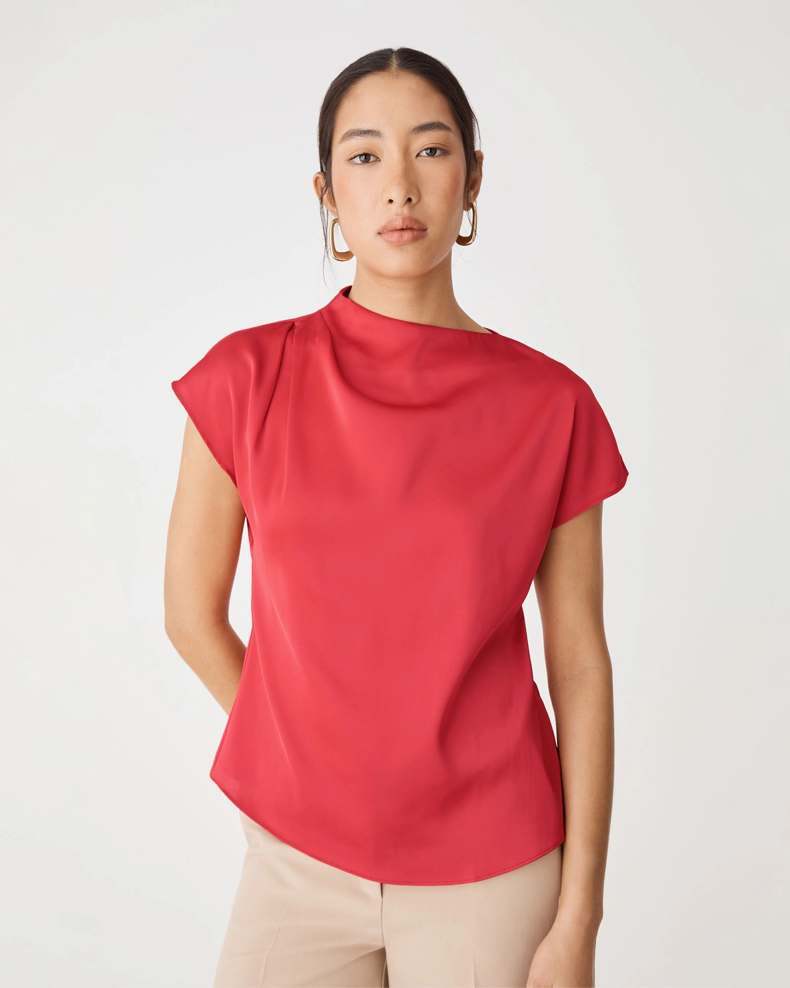 Forcast Clothing - Zafina Pleated Draped Top