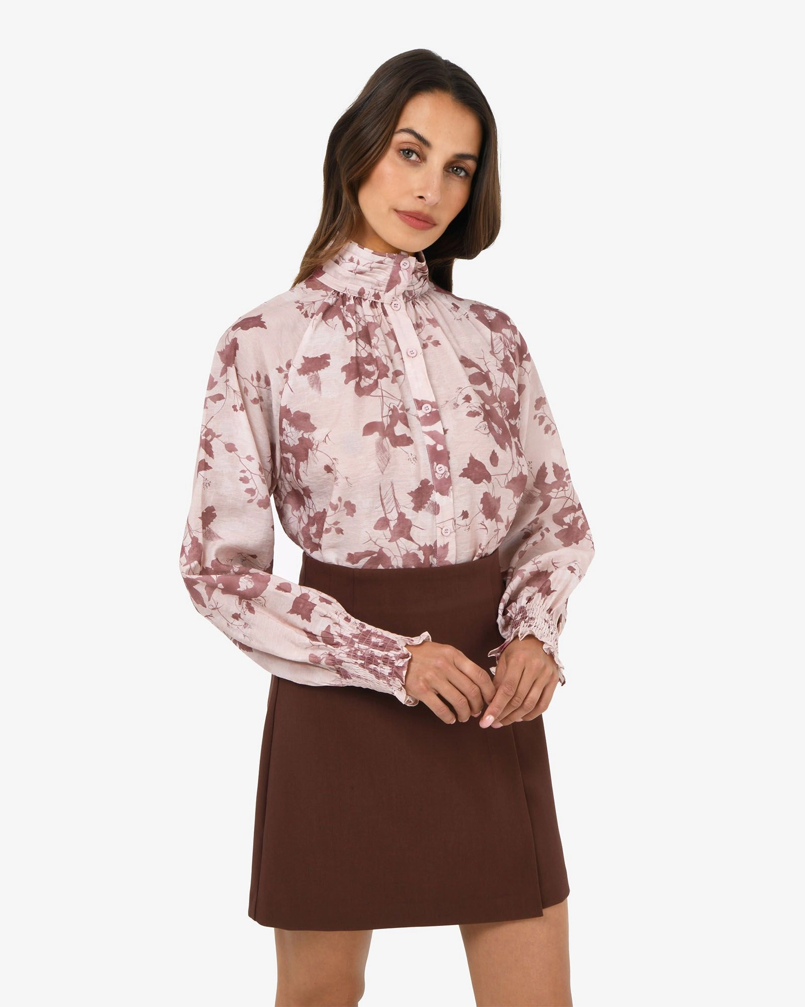Forcast Clothing - Lesley High Neck Floral Blouse