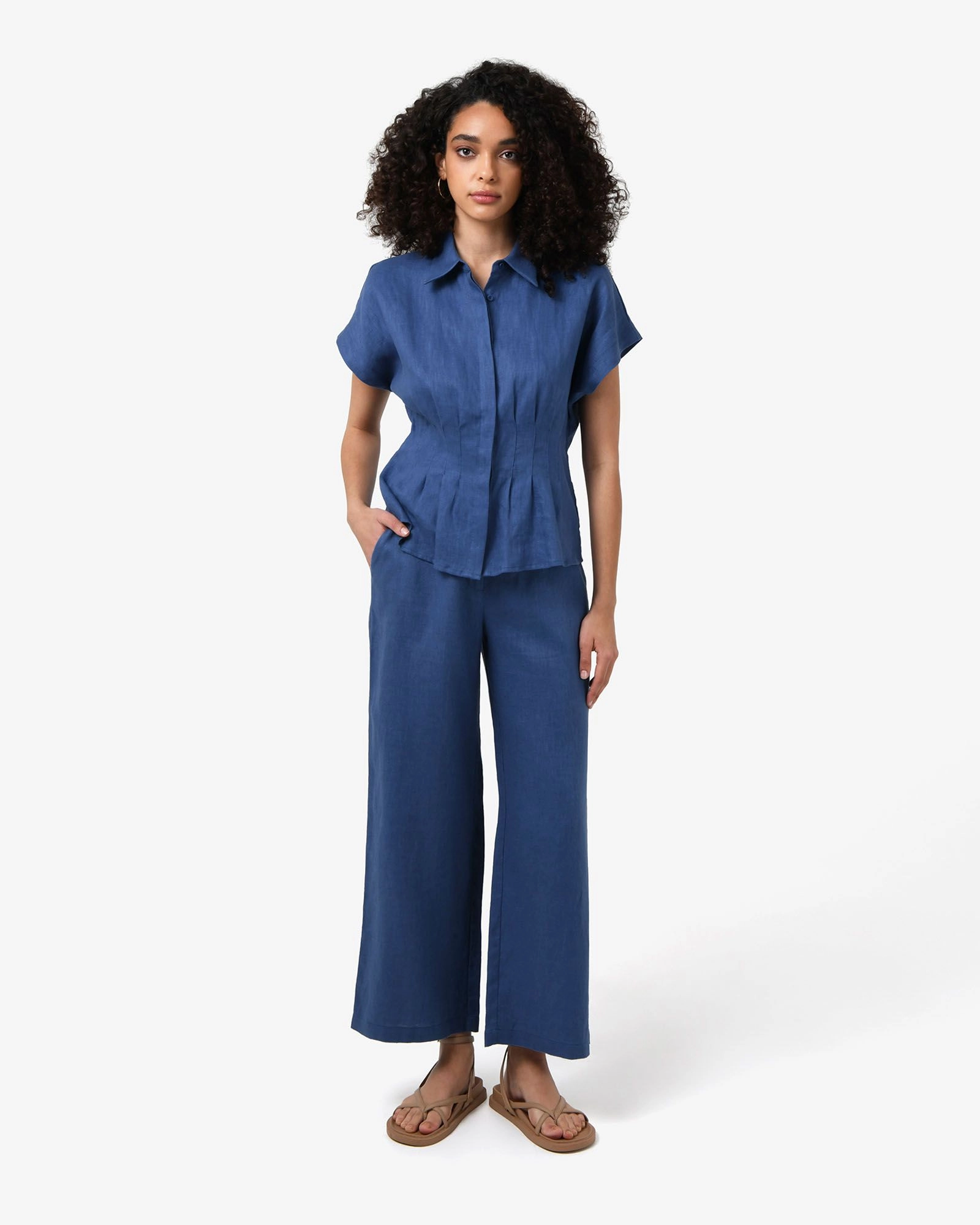 Forcast Clothing - Ami Linen Pleated Tuck Shirt