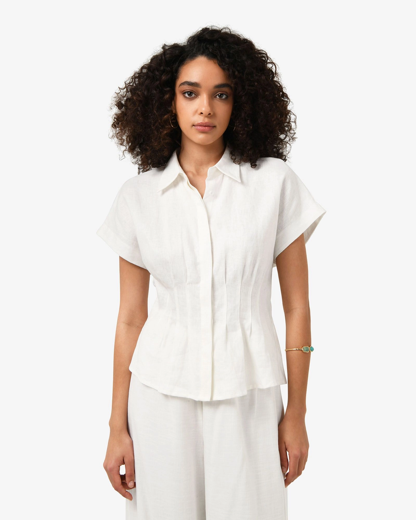 Forcast Clothing - Ami Linen Pleated Tuck Shirt