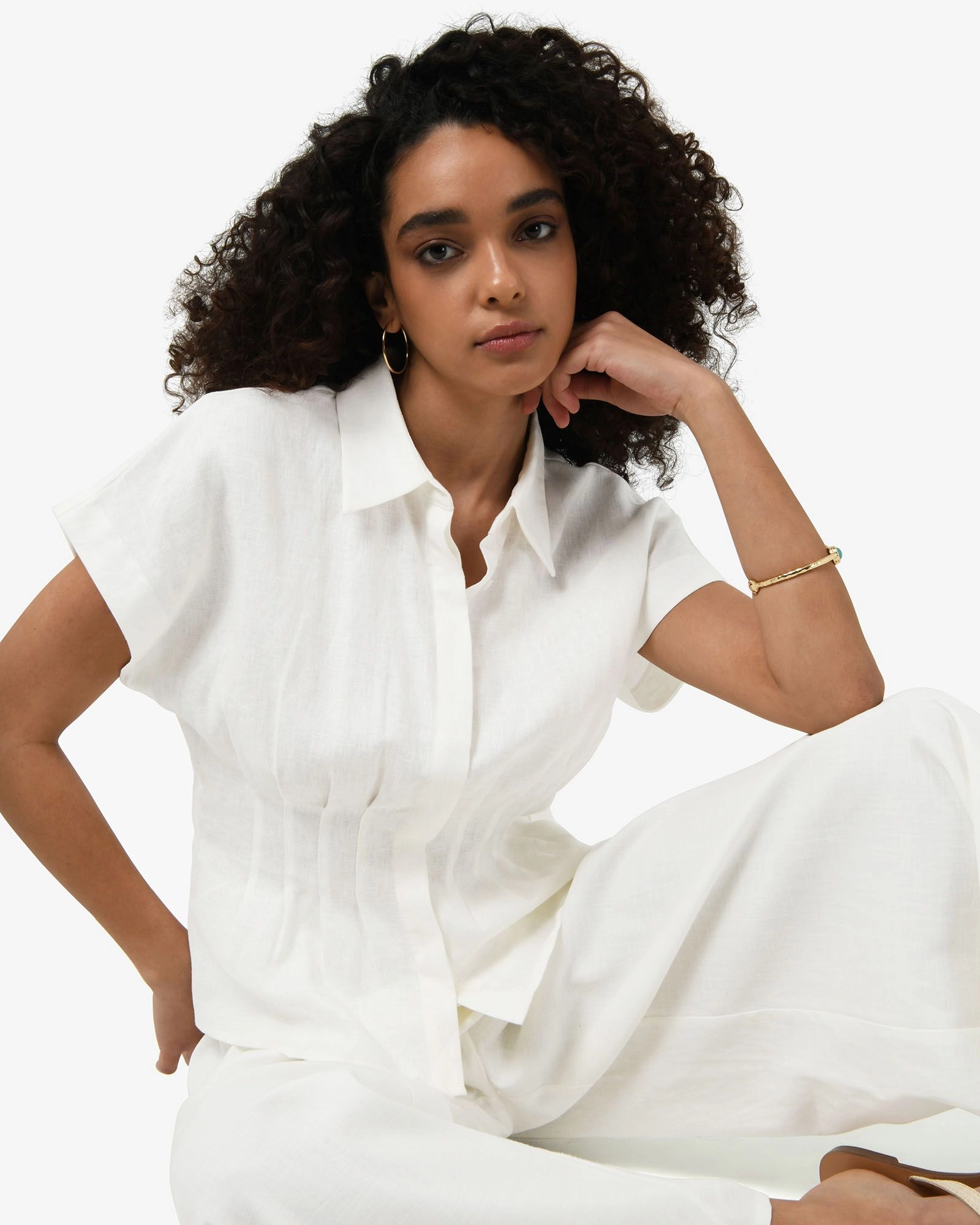 Forcast Clothing - Ami Linen Pleated Tuck Shirt