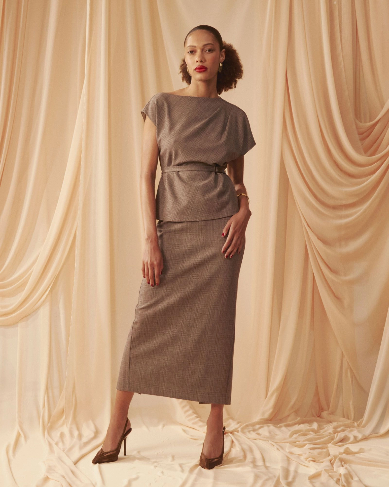 Forcast Clothing - Loretta Pleat Belted Top