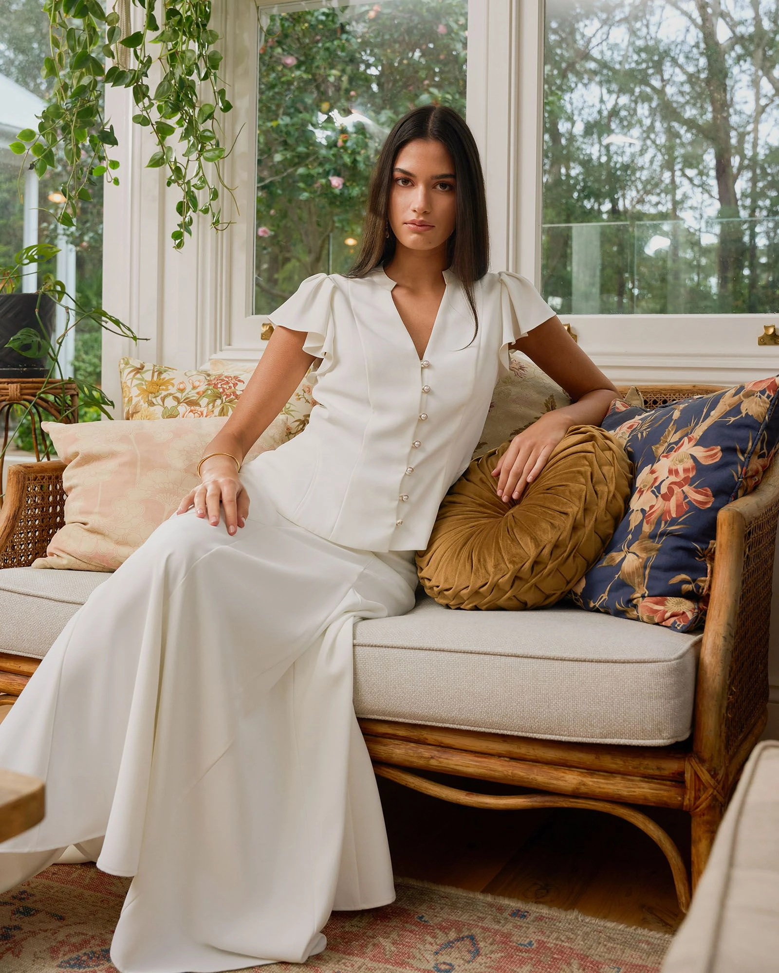 Forcast Clothing - Carissa Gathered Sleeve Top