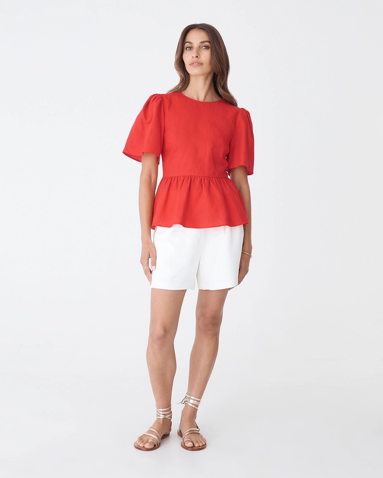 Forcast Clothing - Jade Linen Peplum Top