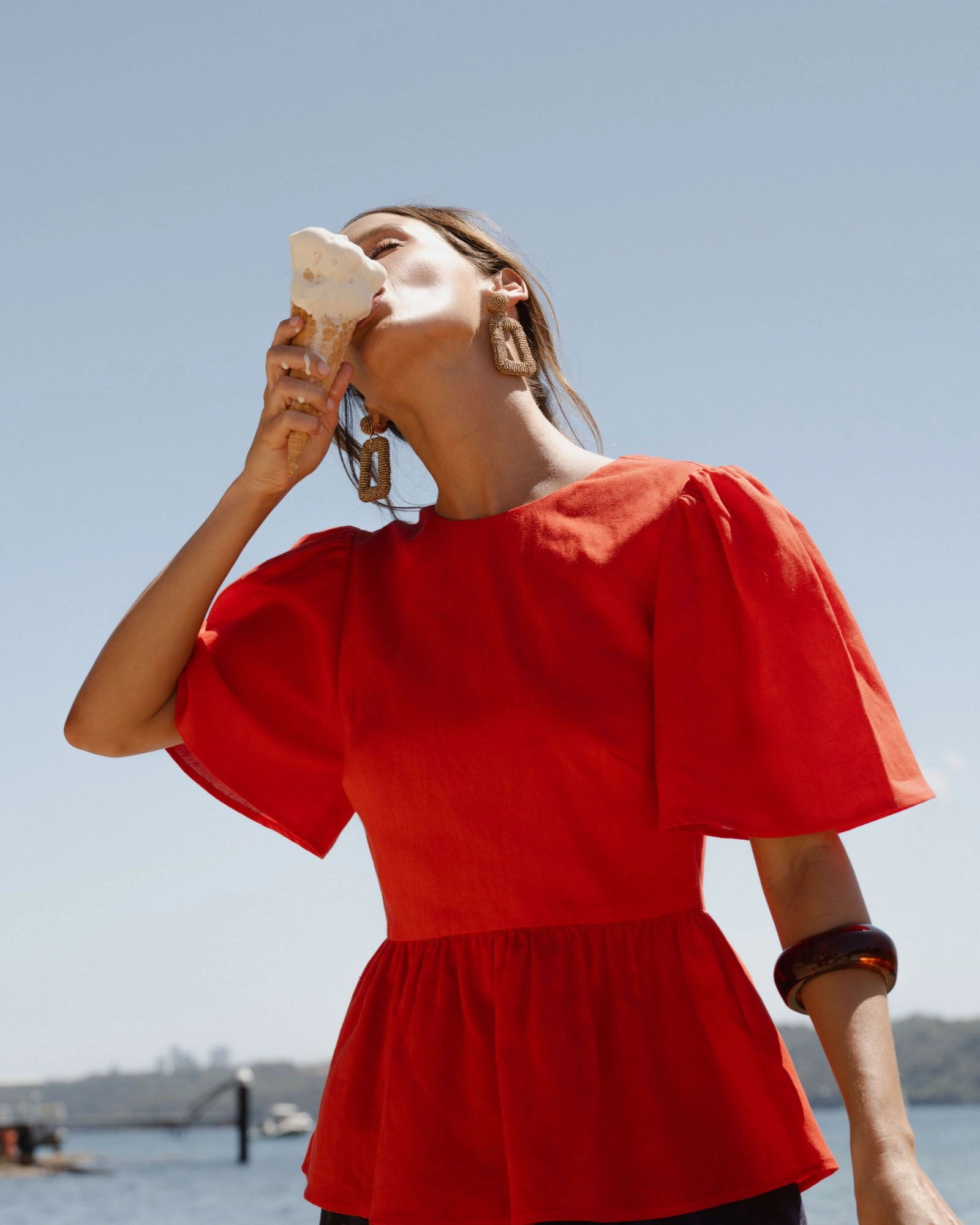 Forcast Clothing - Jade Linen Peplum Top