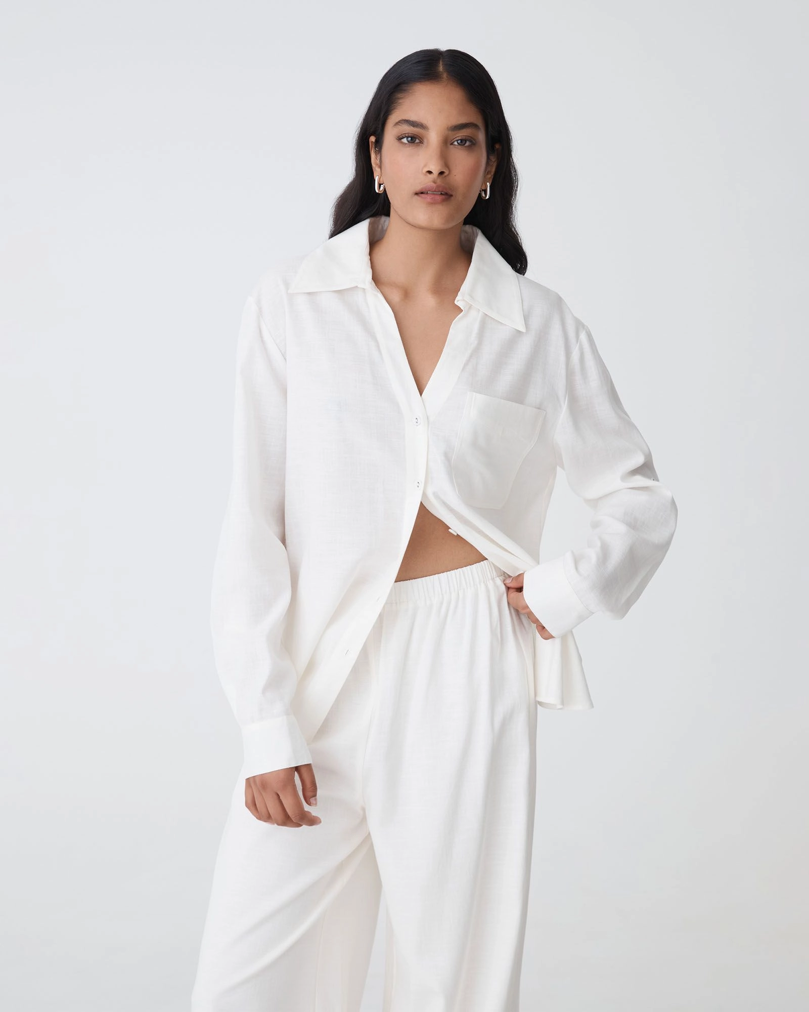 Forcast Clothing - Jazie Tencel Linen Tab Shirt