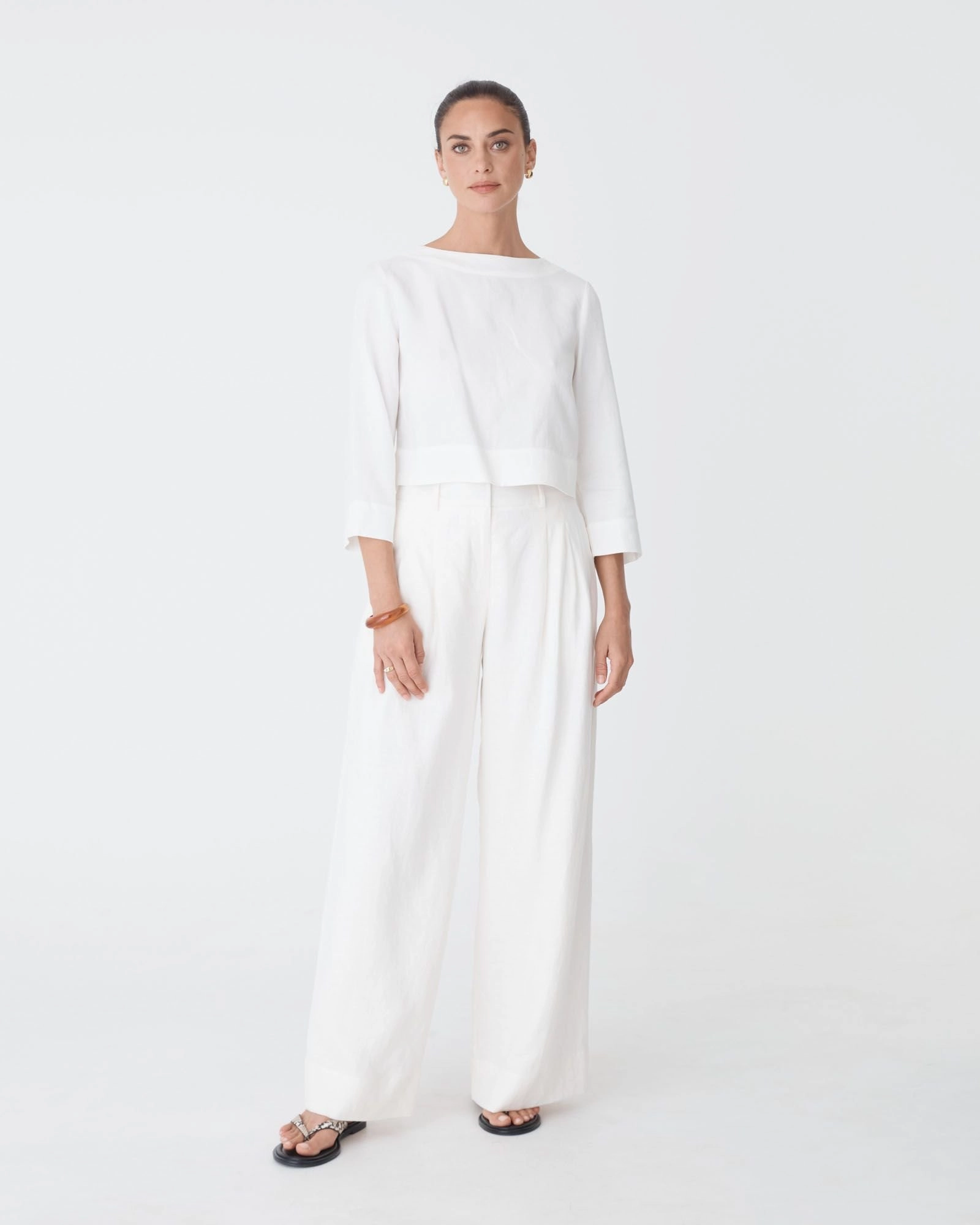 Forcast Clothing - Emma Button Back Linen Top