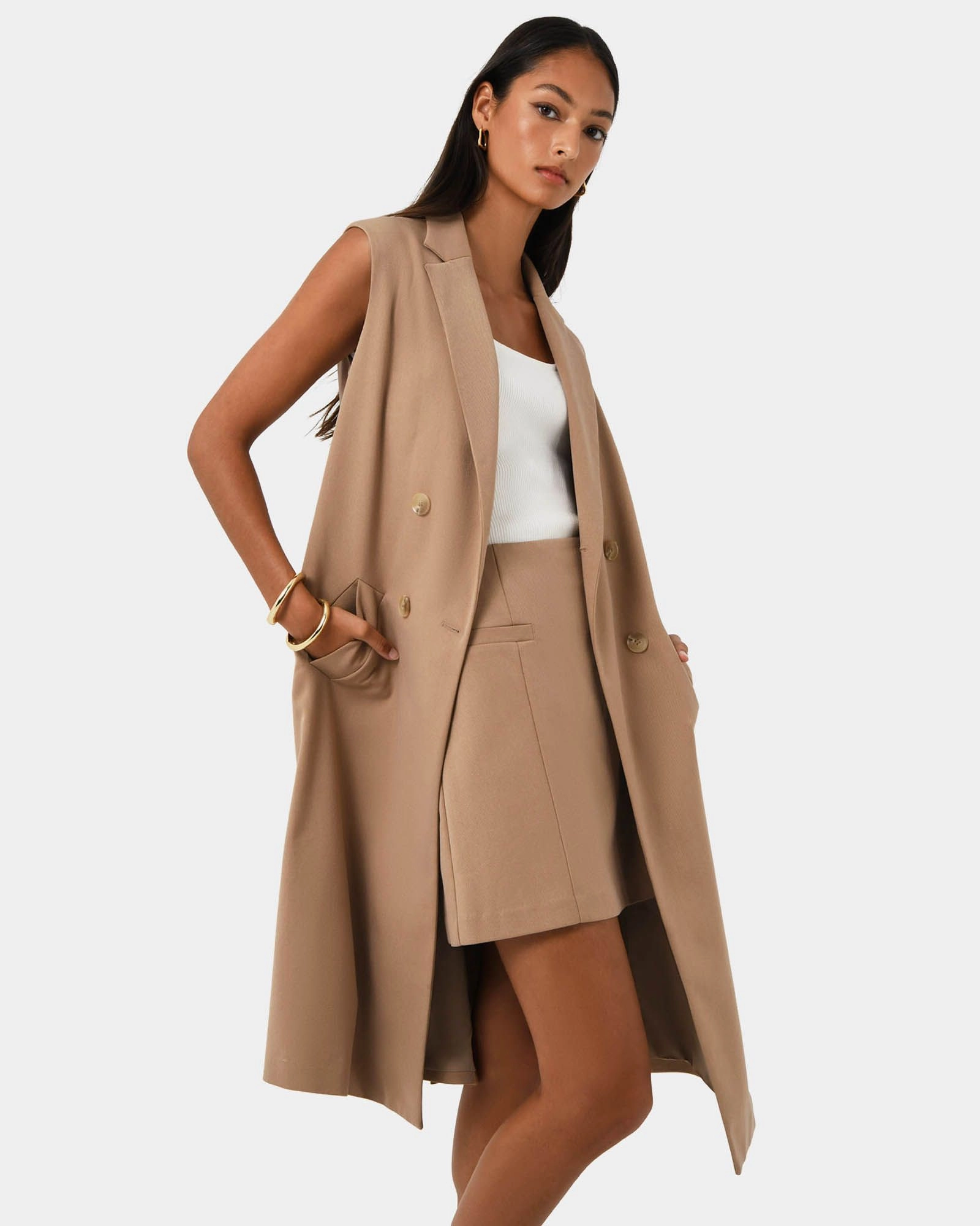 Forcast Clothing - Kiya Longline Sleeveless Vest