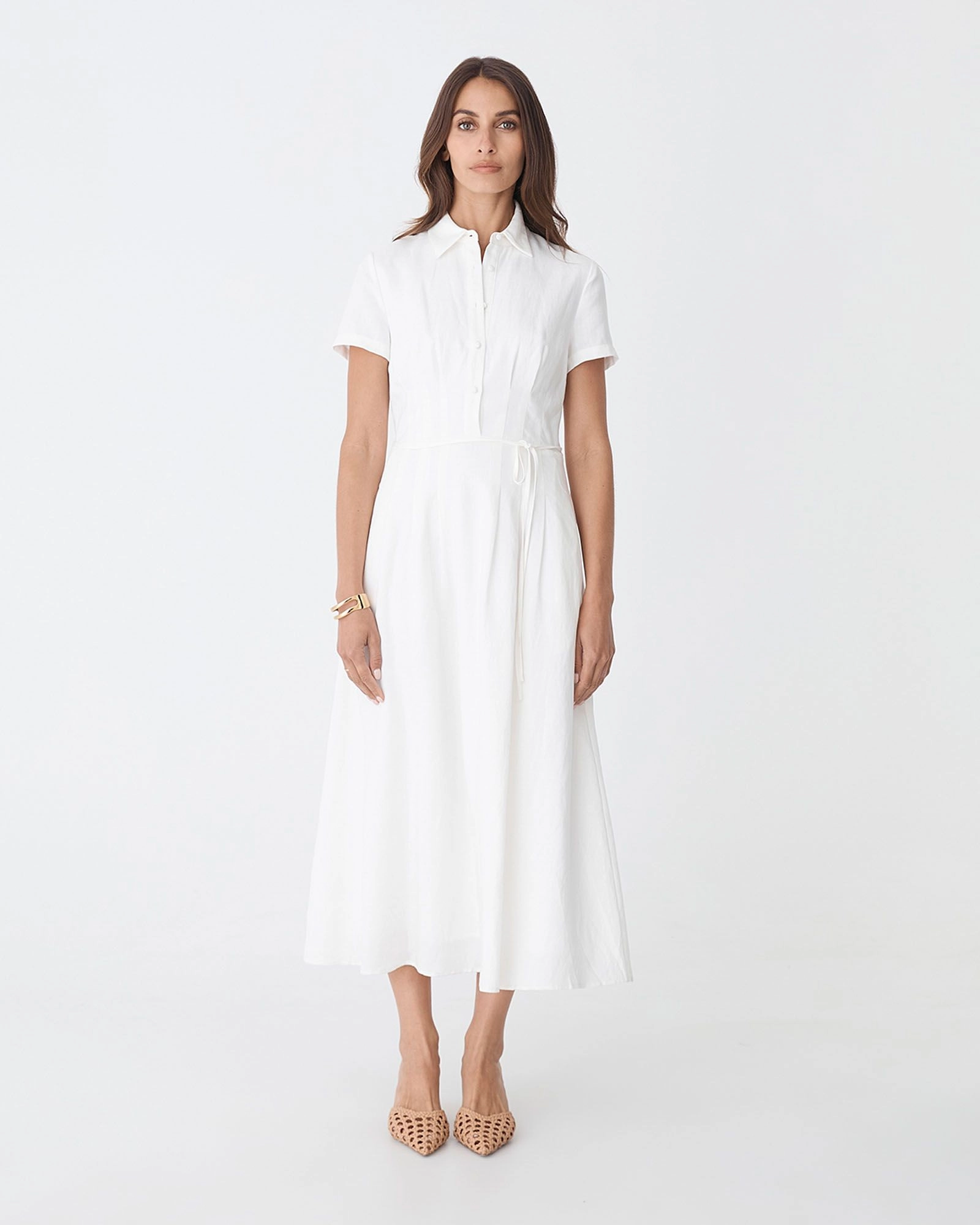 Forcast Clothing - Sophie Pleat Waist Linen Dress