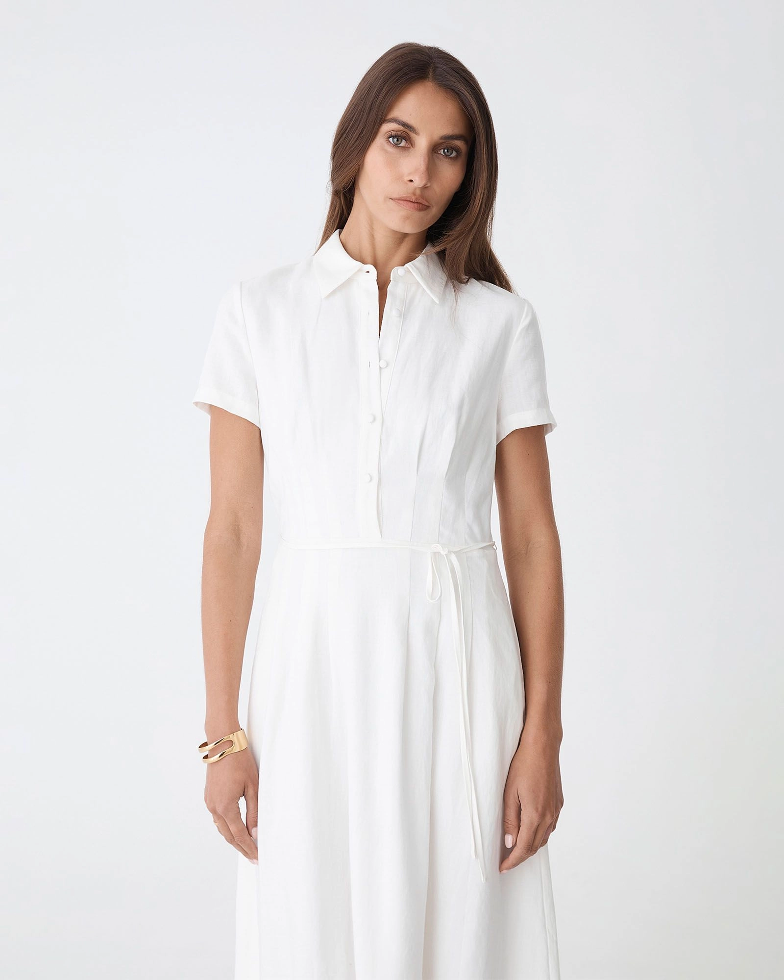 Forcast Clothing - Sophie Pleat Waist Linen Dress