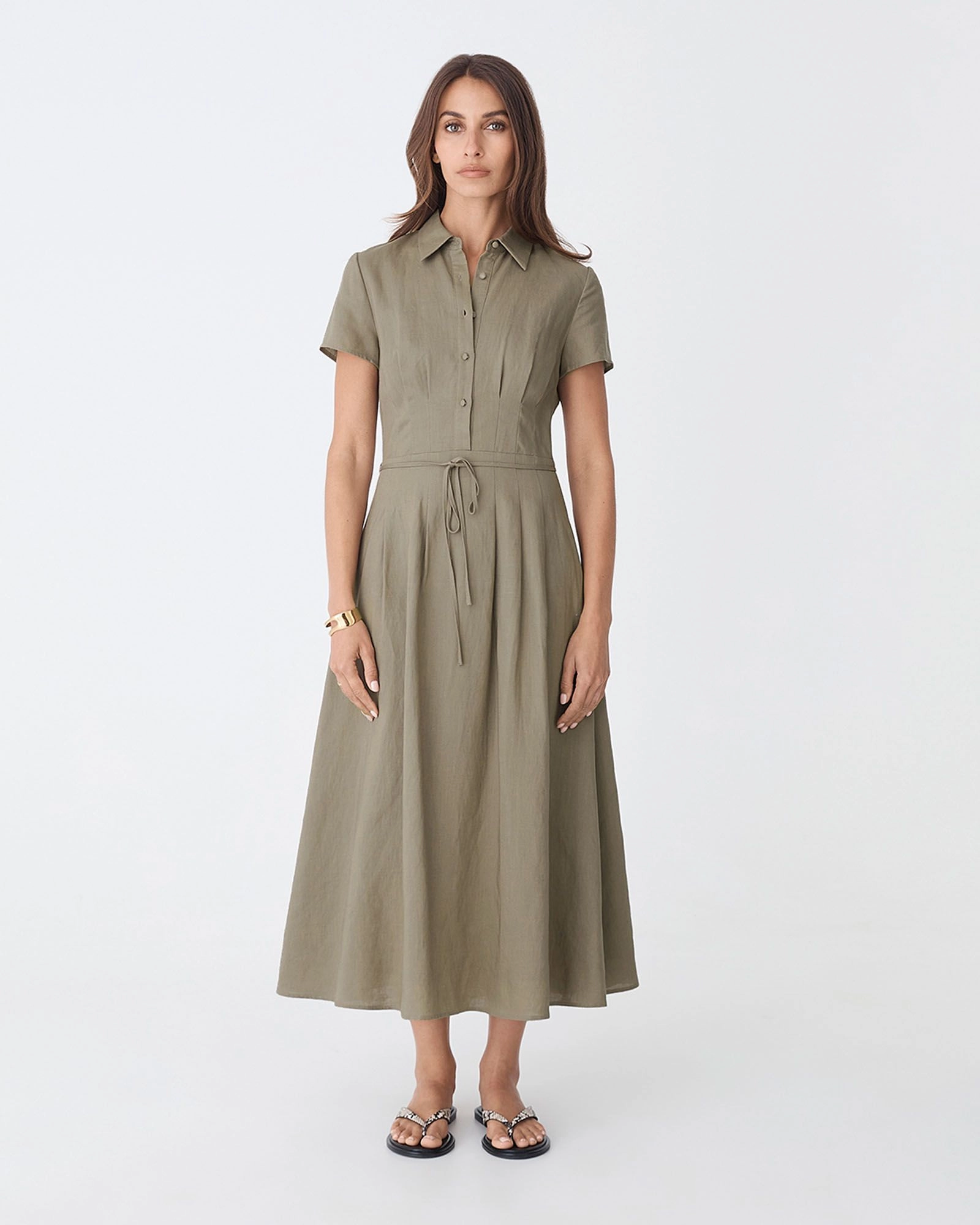 Forcast Clothing - Sophie Pleat Waist Linen Dress