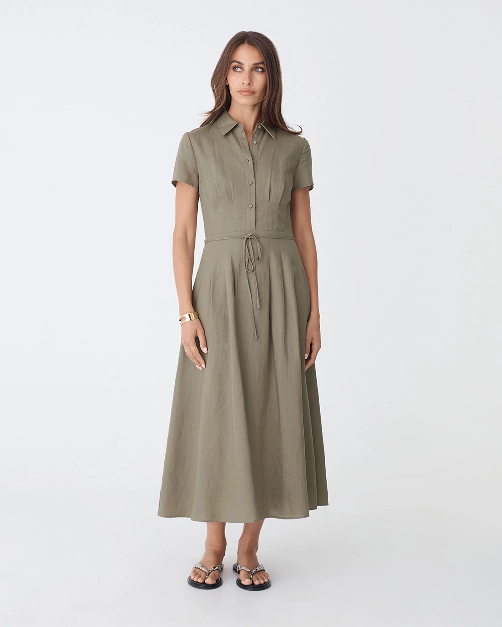 Forcast Clothing - Sophie Pleat Waist Linen Dress