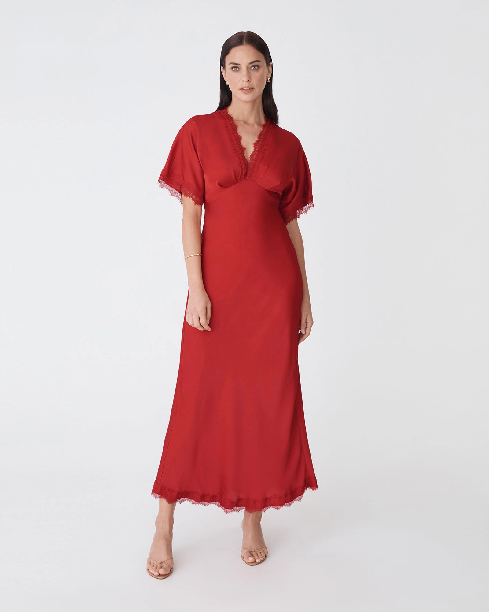 Forcast Clothing - Cleo Lace Trim Satin Dress