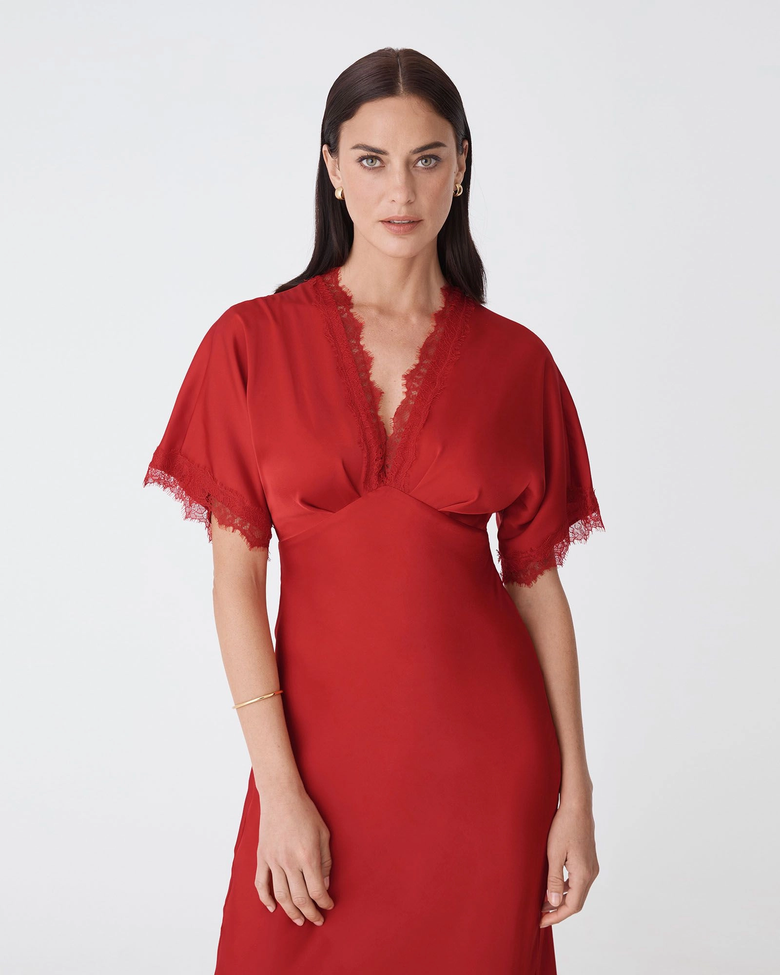 Forcast Clothing - Cleo Lace Trim Satin Dress