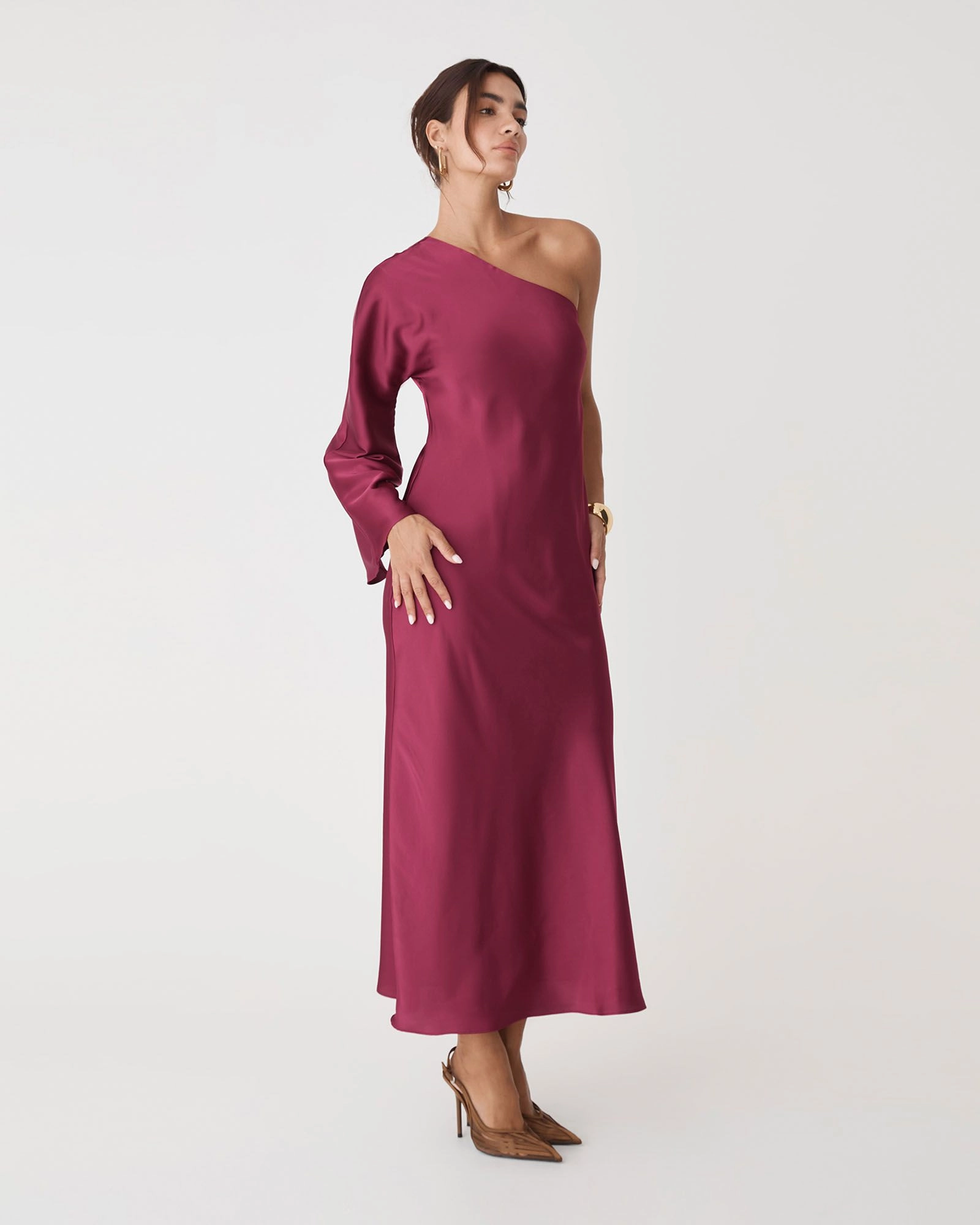 Forcast Clothing - Cleo One Shoulder Satin Dress
