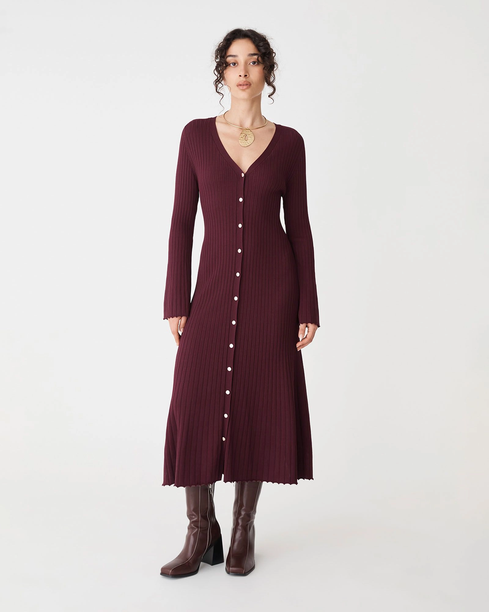 Forcast Clothing - Danica V-Neck Rib Knit Dress