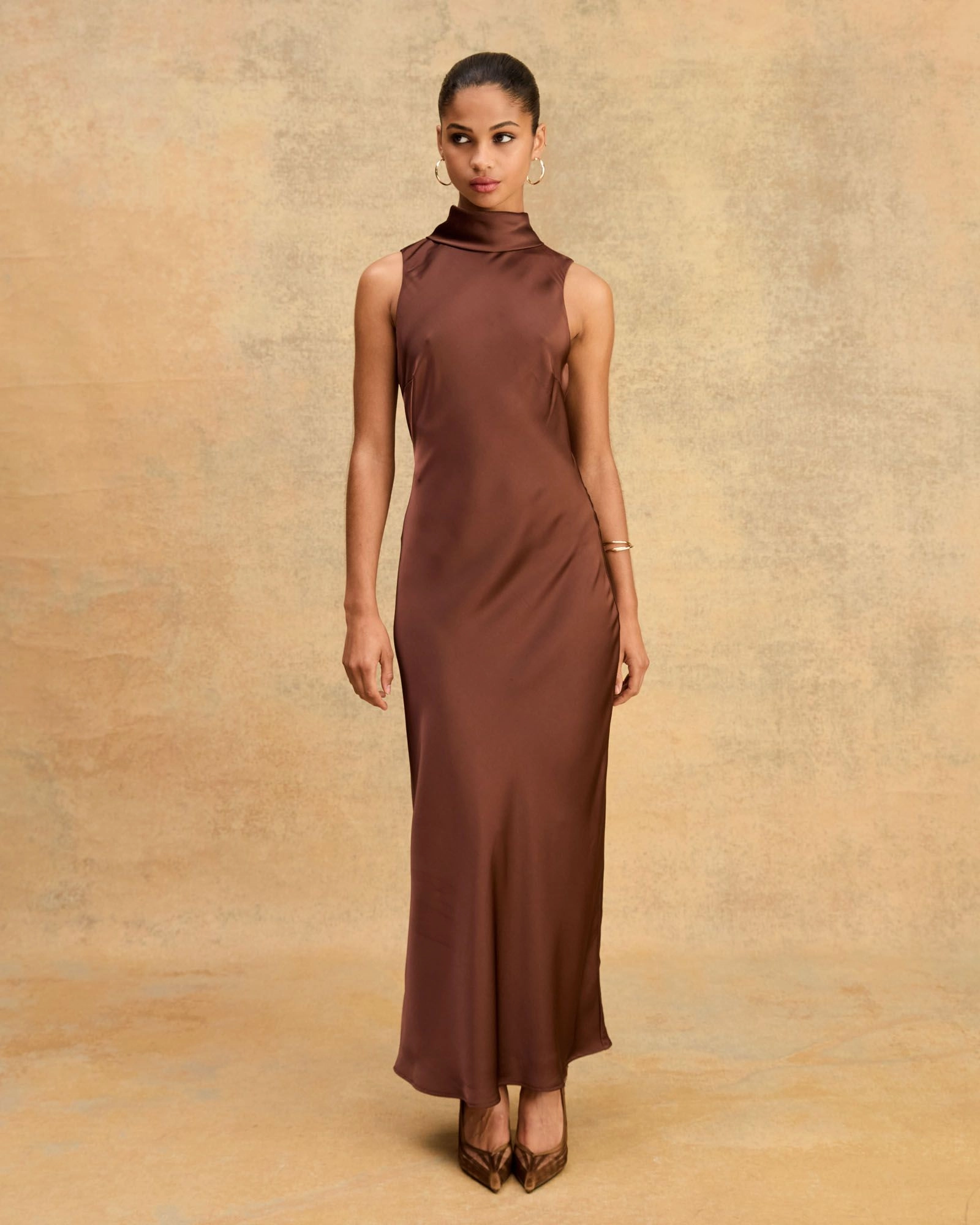 Forcast Clothing - Lorelei Tie Neck Satin Dress