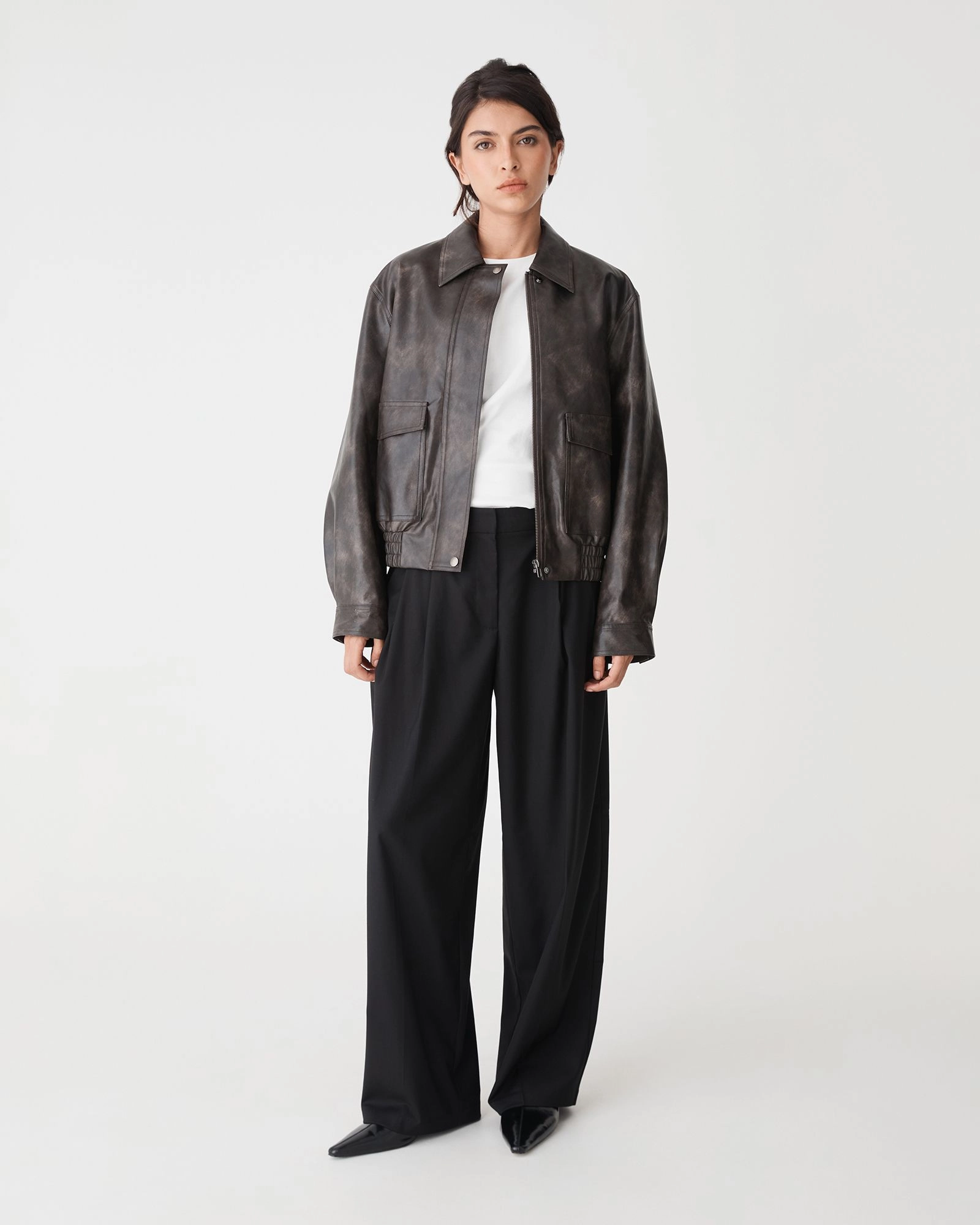 Forcast Clothing - Ada Faux Leather Bomber Jacket