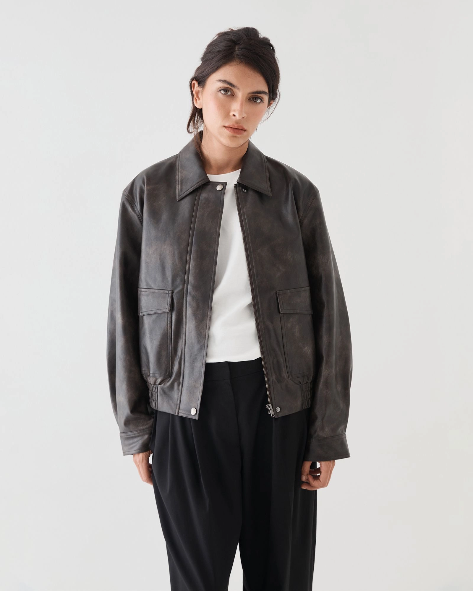 Forcast Clothing - Ada Faux Leather Bomber Jacket