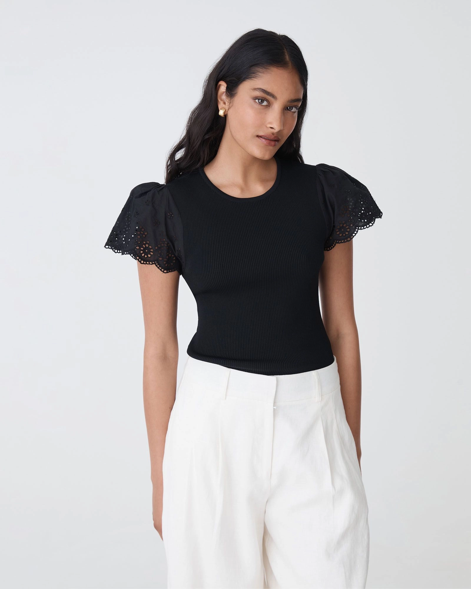 Forcast Clothing - Sasha Embroidery Knit Top