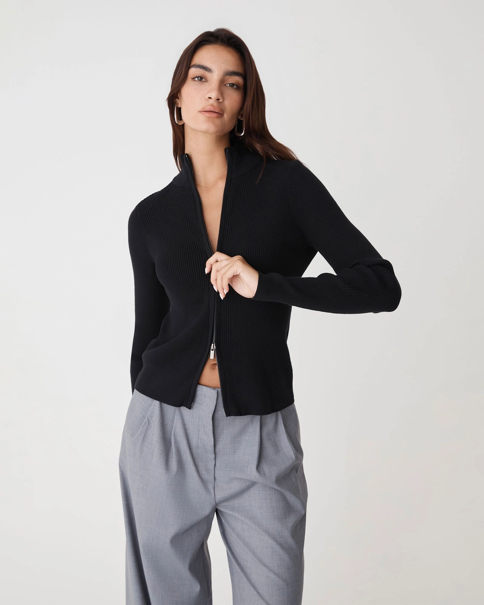 Forcast Clothing - Blake Ribbed Zip Cardigan