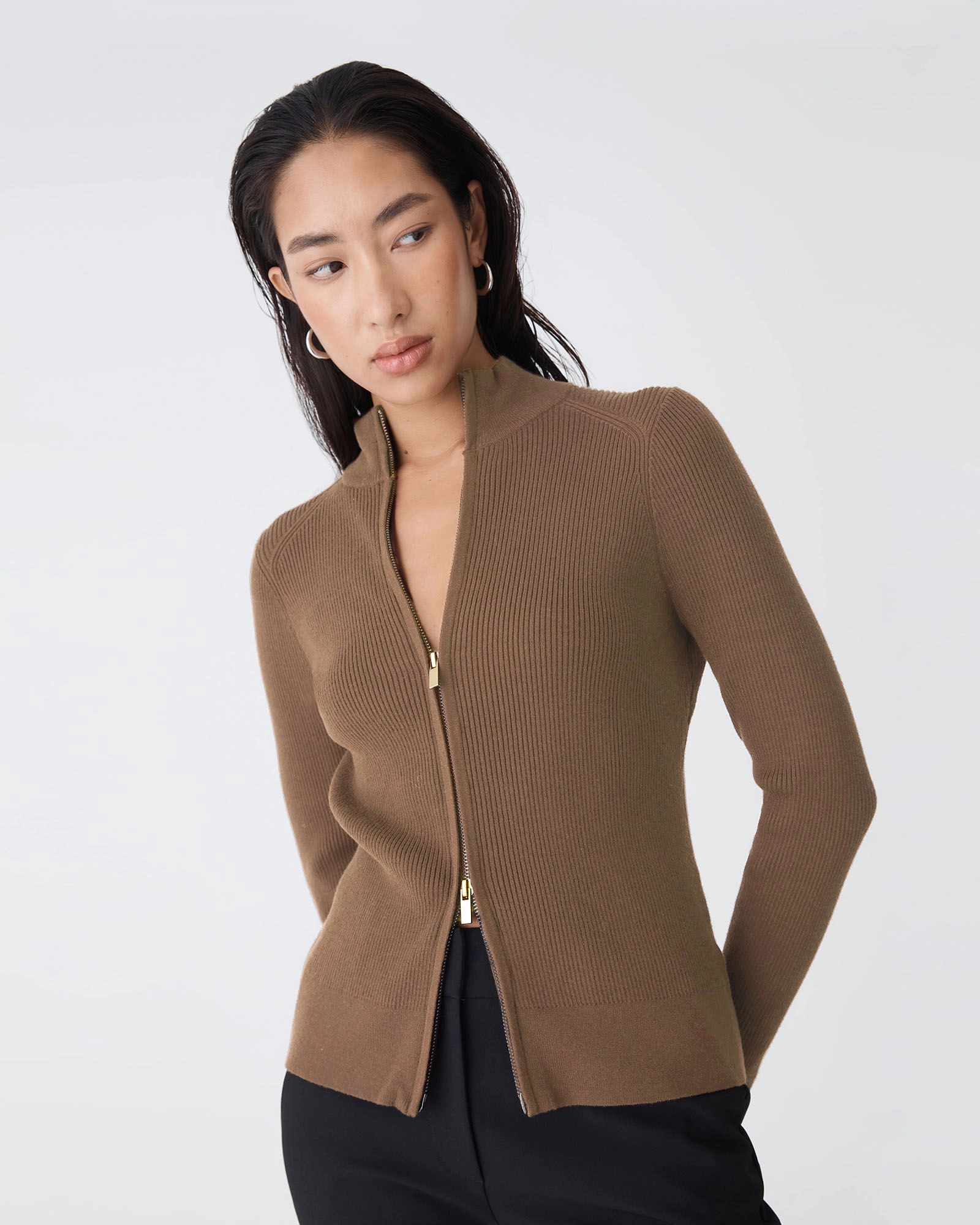 Forcast Clothing - Blake Ribbed Zip Cardigan