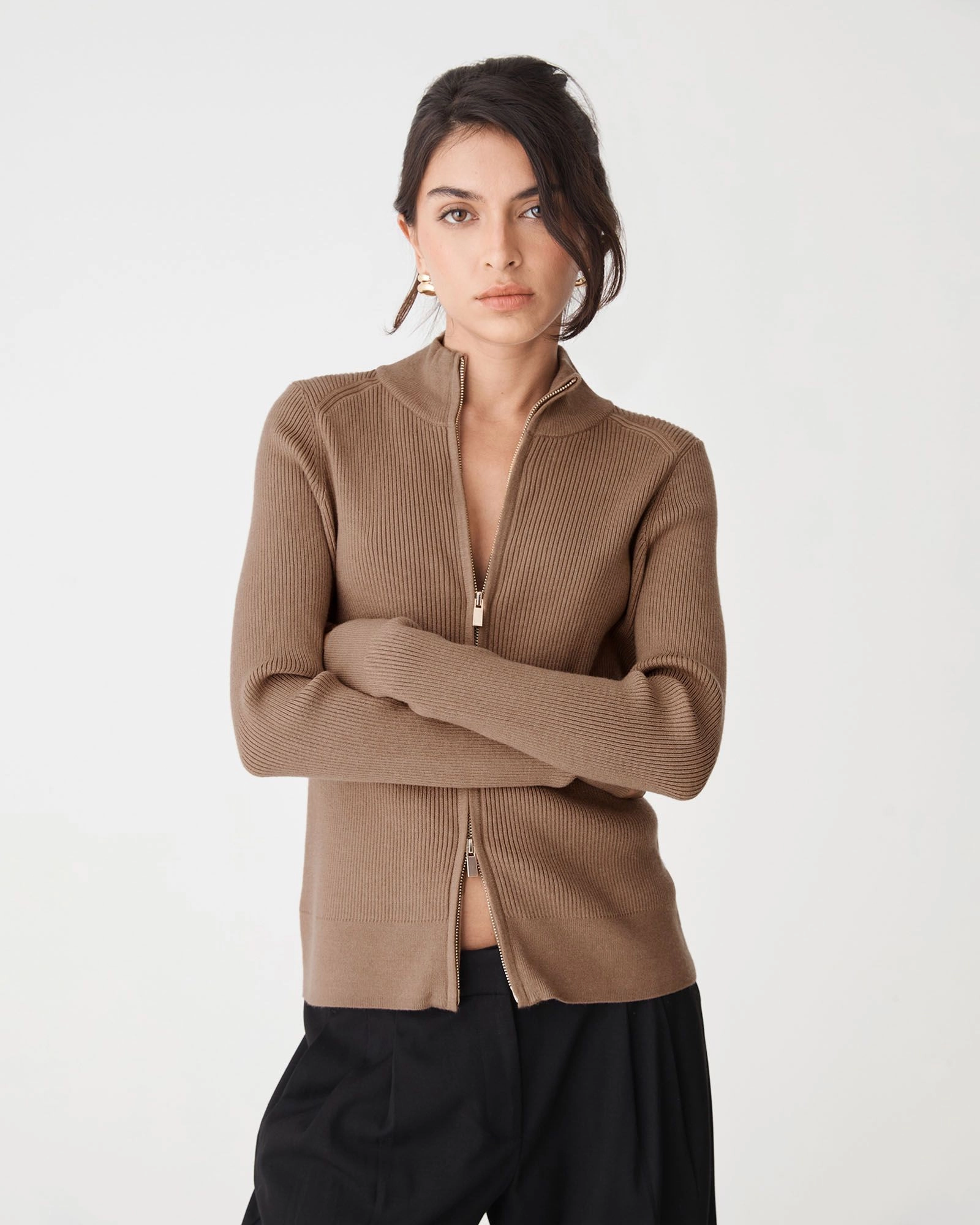 Forcast Clothing - Blake Ribbed Zip Cardigan