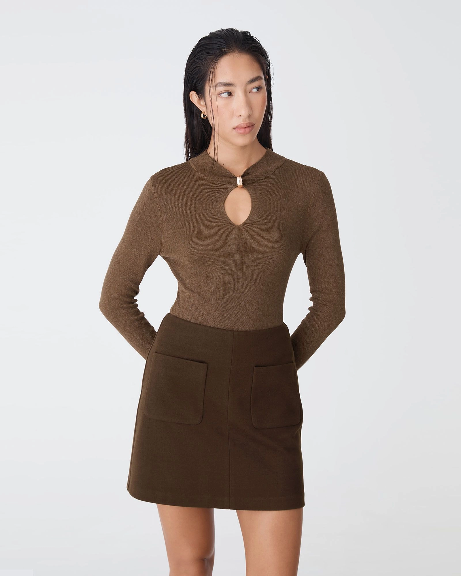 Forcast Clothing - Ciara Keyhole Lurex Knit Top