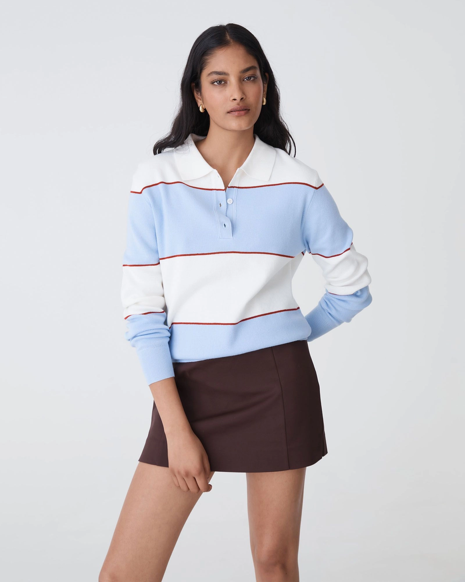 Forcast Clothing - Brenda Stripe Collared Sweater