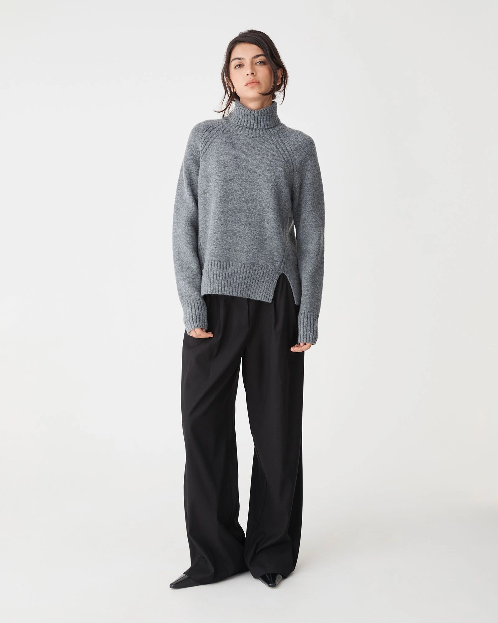 Forcast Clothing - Jada Notch Hem Turtleneck Knit