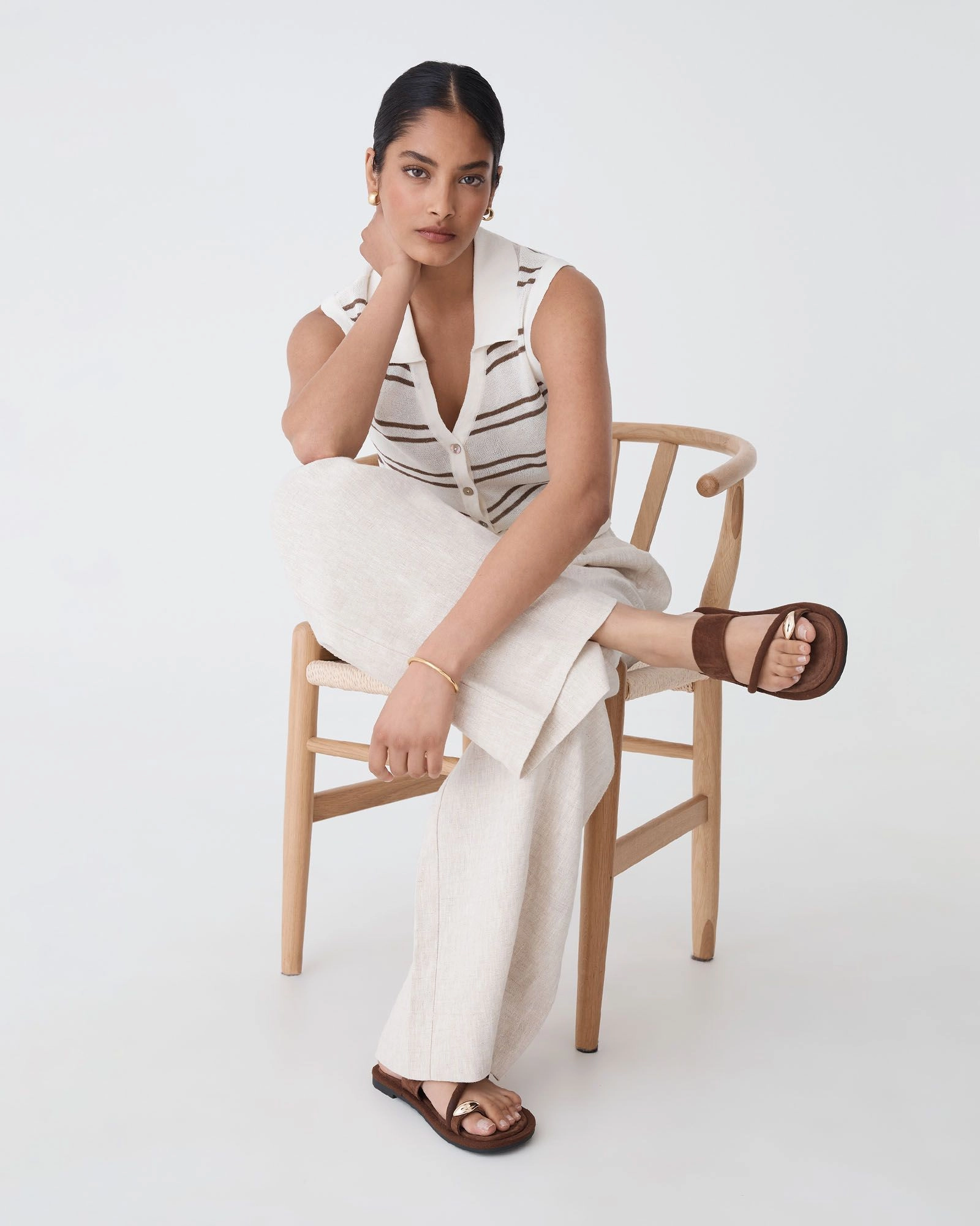 Forcast Clothing - Kaia Striped Collared Top