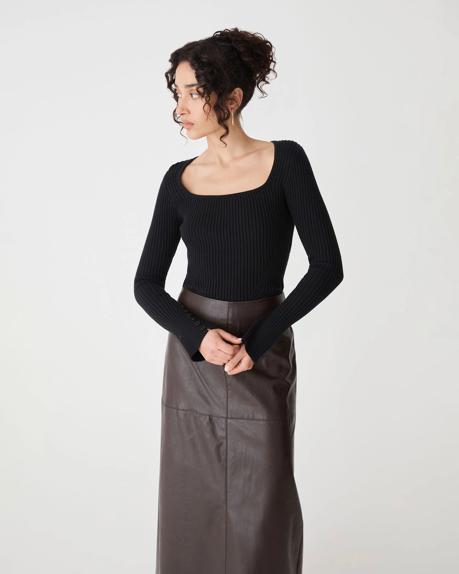 Forcast Clothing - Zahlia Square Neck Rib Knit