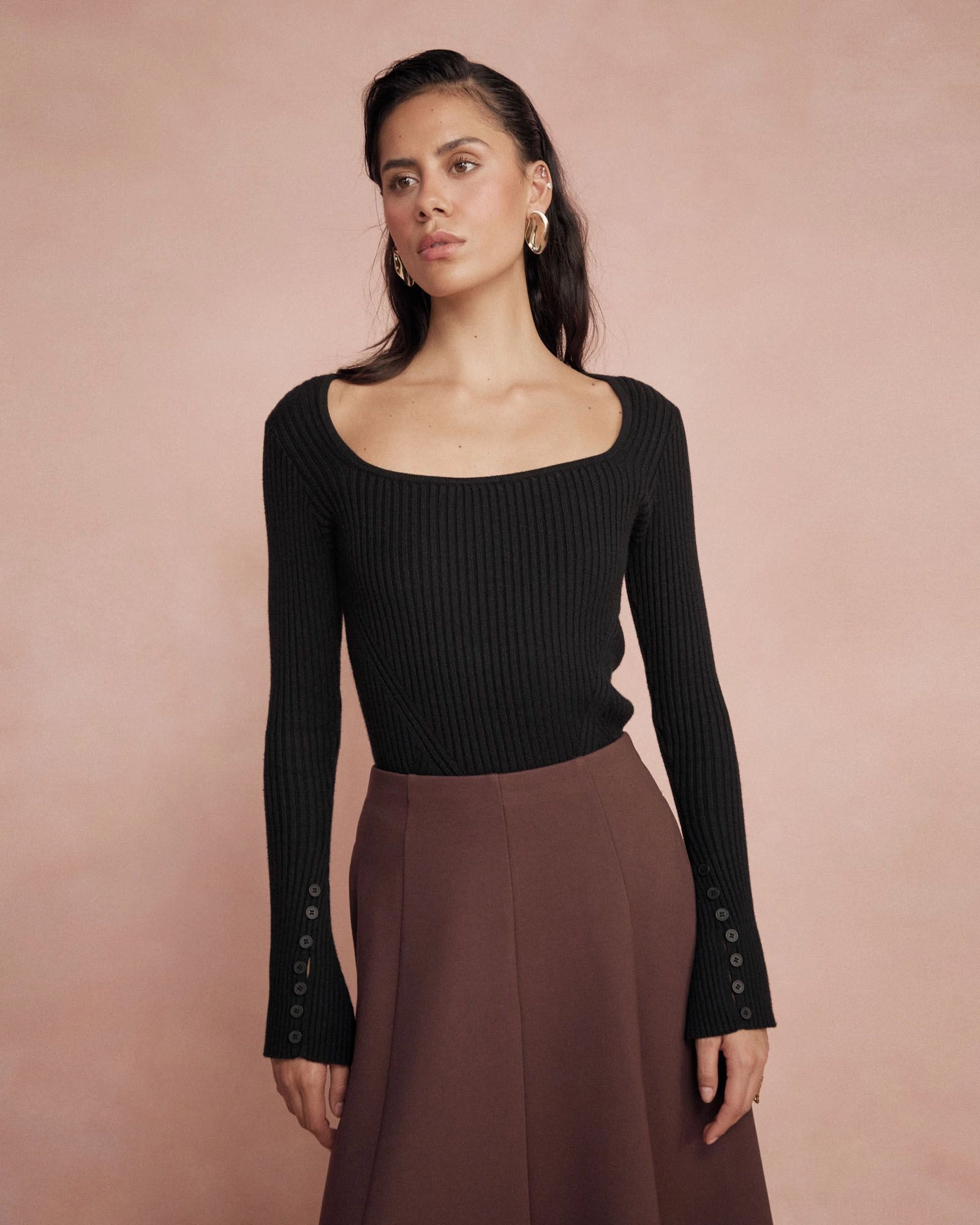 Forcast Clothing - Zahlia Square Neck Rib Knit