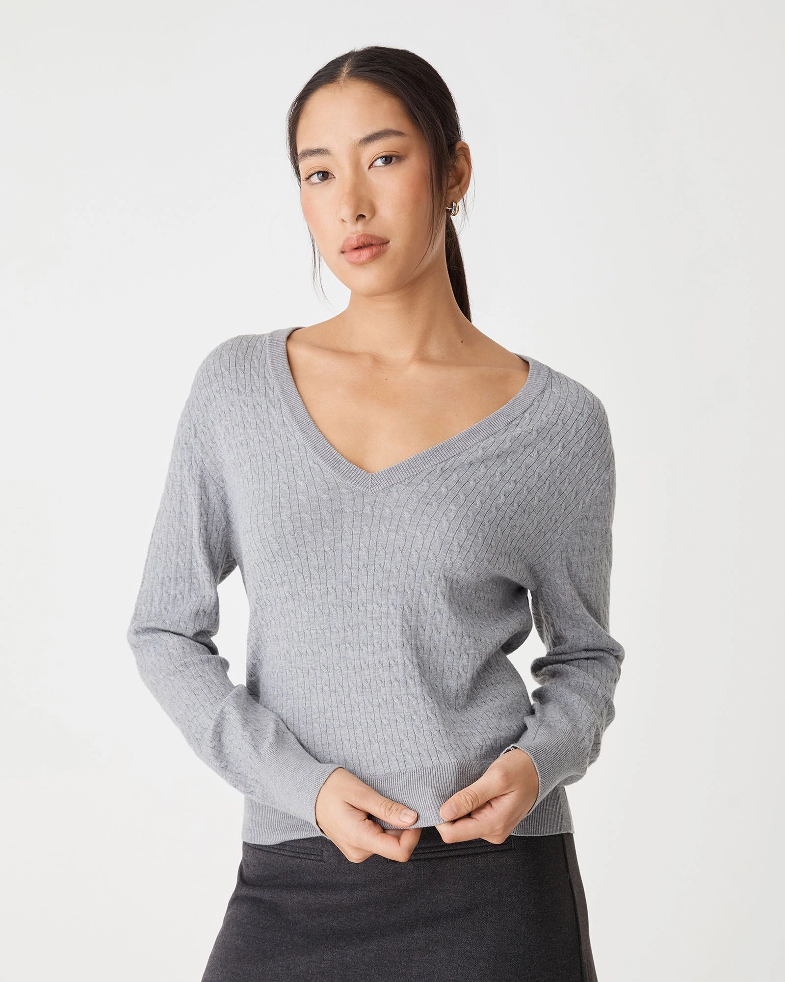 Forcast Clothing - Carla V-Neck Cable Knit